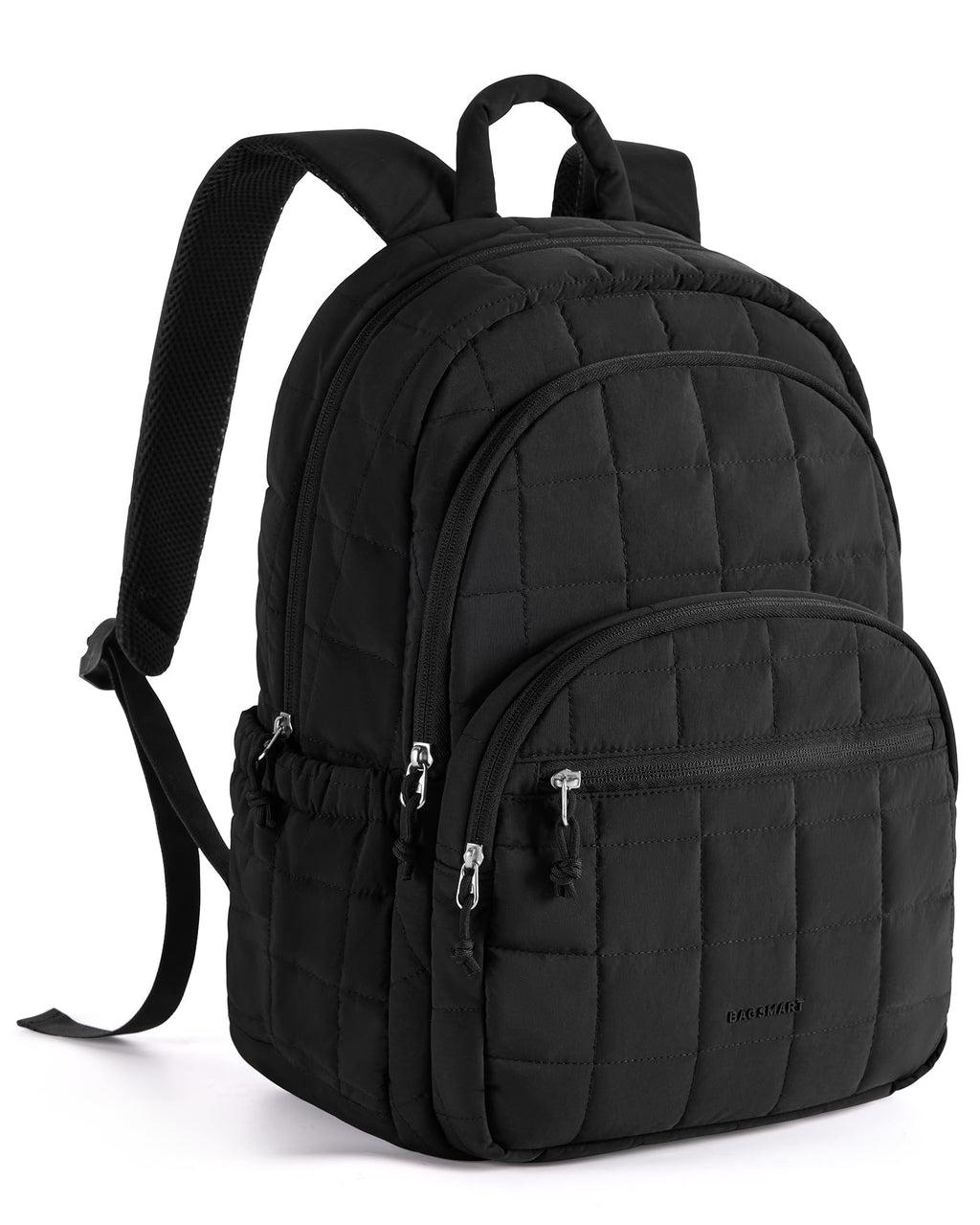 BAGSMART - Mochila de viaje para mujer, mochila universitaria para laptop de 15.6 pulgadas, color negro | Fits 15.6" Laptop, Personal Carry-on Size with Trolley Sleeve, Quilted Style for College Nurse Teacher, Water-Resistant