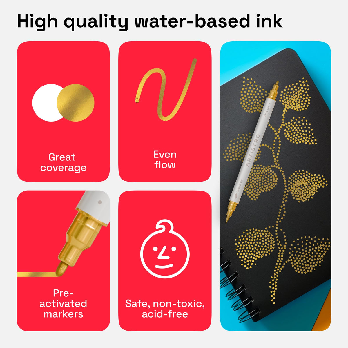 ARTISTRO 36 rotuladores de pintura acrílica de doble punta para dibujo | For Fabric, Rock, Glass, Wood, & Molds, Arts & Crafts Gift for Adults, Teens, & Kids, Classroom Must Haves & School Supplies