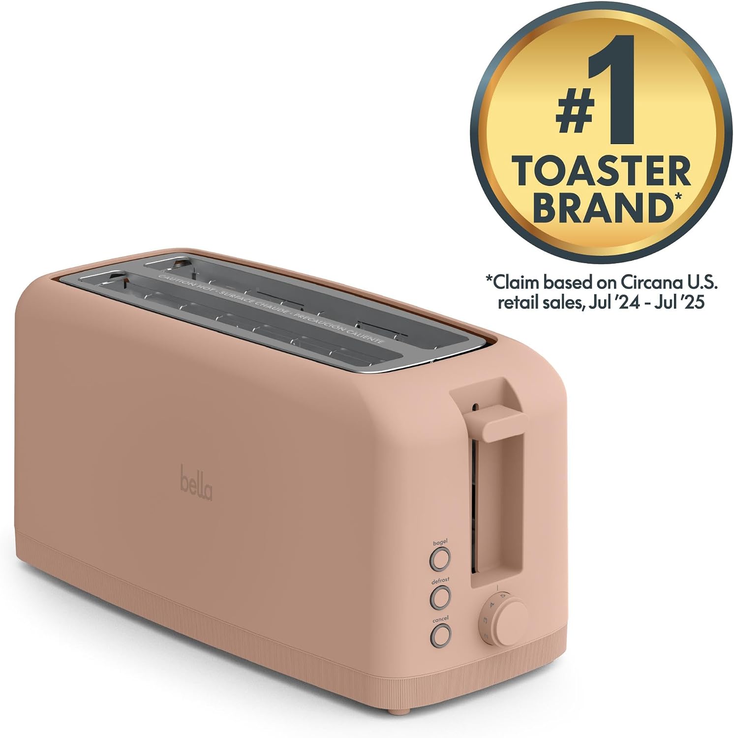 bella Tostadora delgada de 2 rebanadas, utensilios de cocina Fits-anywhere™, control de tostado de 6 ajustes con botones de recalentamiento y cancelación, se adapta a pan de masa madre, ranura de 10