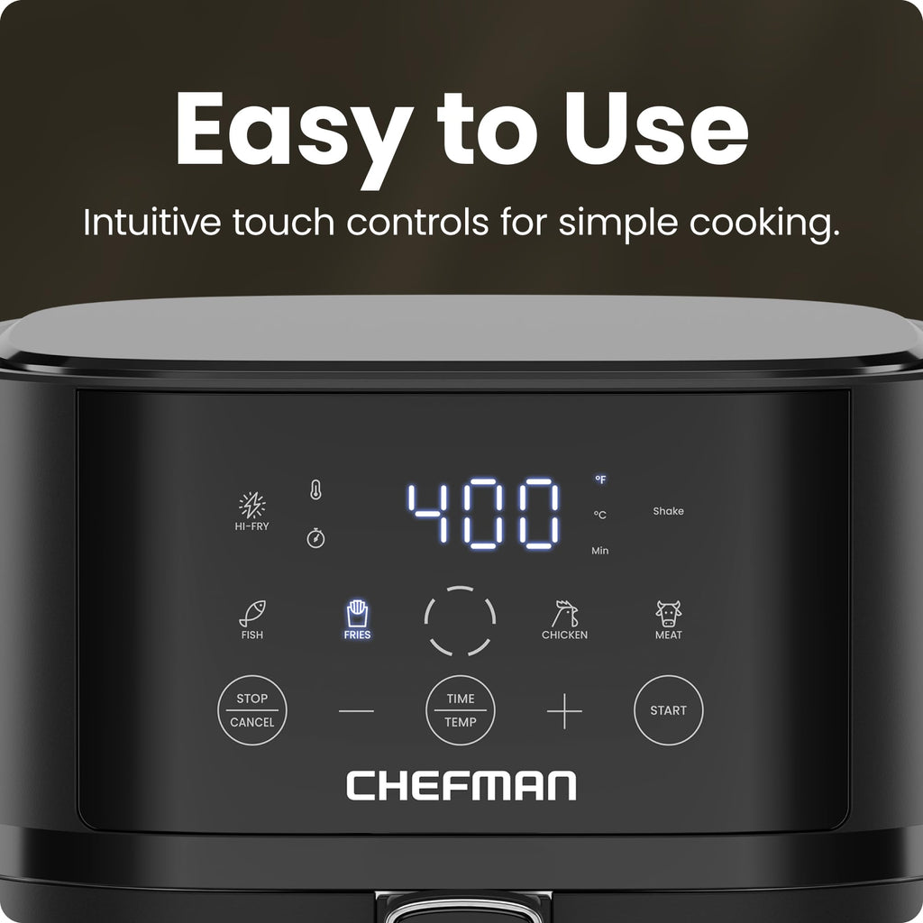 Chefman Air Fryer – 4 QT Compact Airfryer for Quick & Easy Meals, Features Hi-Fry Technology for Extra Crisp, Easy-View Window, Touch Controls with 4 Presets, Nonstick & Dishwasher Safe Basket - Black