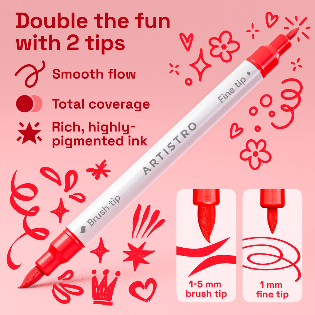 ARTISTRO 36 rotuladores de pintura acrílica de doble punta para dibujo | For Fabric, Rock, Glass, Wood, & Molds, Arts & Crafts Gift for Adults, Teens, & Kids, Classroom Must Haves & School Supplies