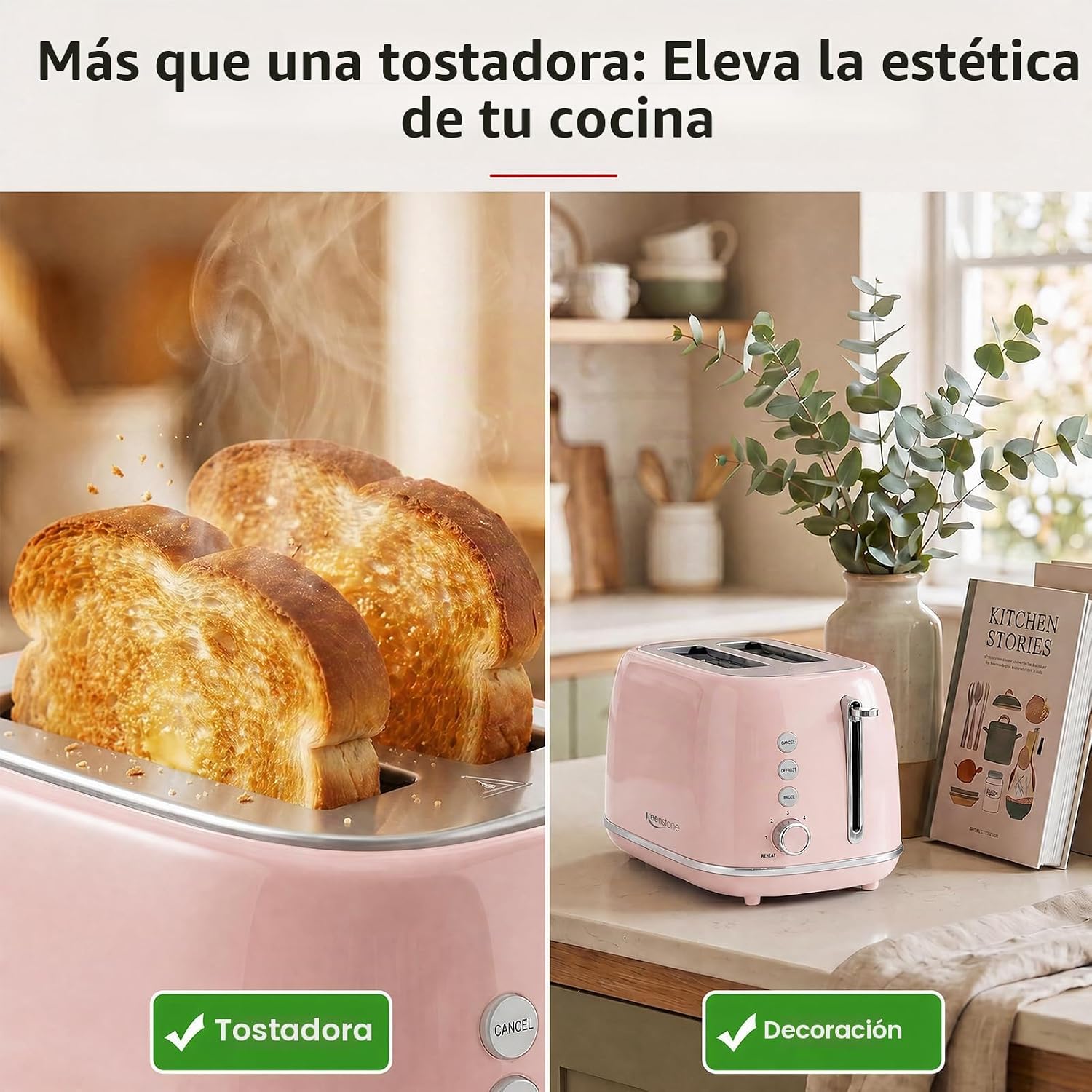 Tostadora de 2 rebanadas Keenstone de acero inoxidable con 6 ajustes de tostado, función de bagel, cancelar, descongelar, tostadora retro de 2 rebanadas con ranura extra ancha, bandeja de migas