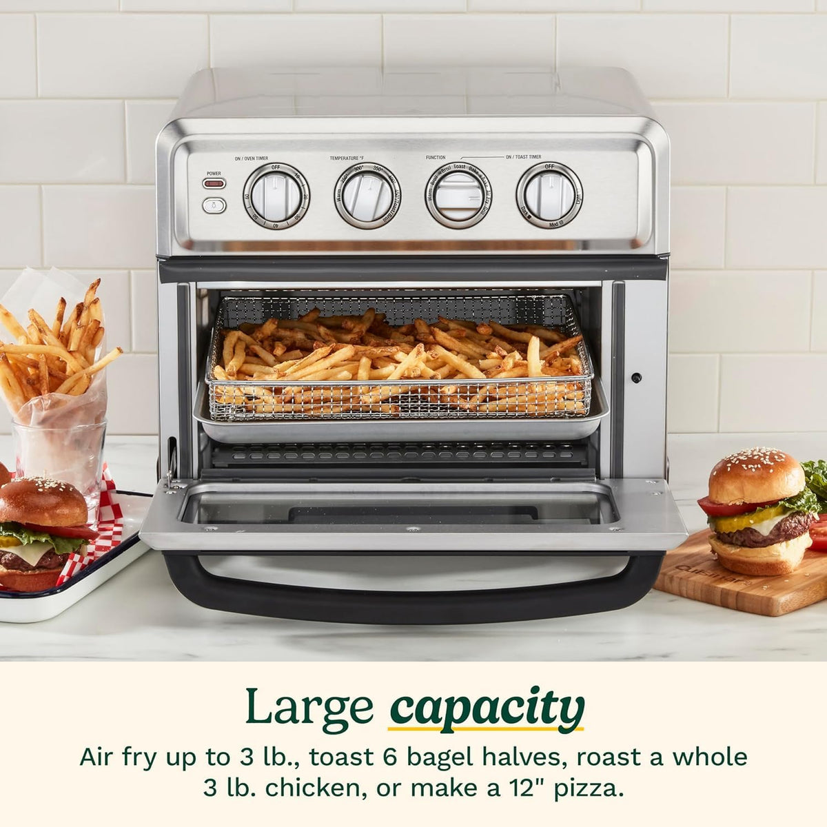 Cuisinart Air Fryer Toaster Oven, 1800W, 8-in-1 with Air Fry, Convection, Broil & Warm, 0.6 Cubic Feet, 60-Minute Timer, TOA-70NAS, Stainless Steel | 1800W power, 0.6 cu. ft. capacity, convection, broil and warm modes, 60-minute timer