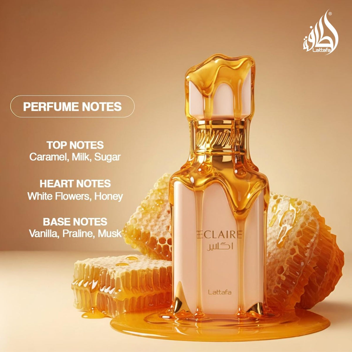 Lattafa Eclair - Vainilla, Caramelo, Dulce, Floral - Eau de Parfum Fragancia de Larga Duración para Mujeres, 3.40 Onzas / 100 ml | Fragancia de larga duración, 3.40 onzas / 3.4 fl oz / 100 ml