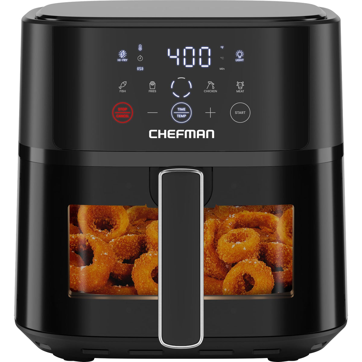 Chefman Air Fryer – 4 QT Compact Airfryer for Quick & Easy Meals, Features Hi-Fry Technology for Extra Crisp, Easy-View Window, Touch Controls with 4 Presets, Nonstick & Dishwasher Safe Basket - Black