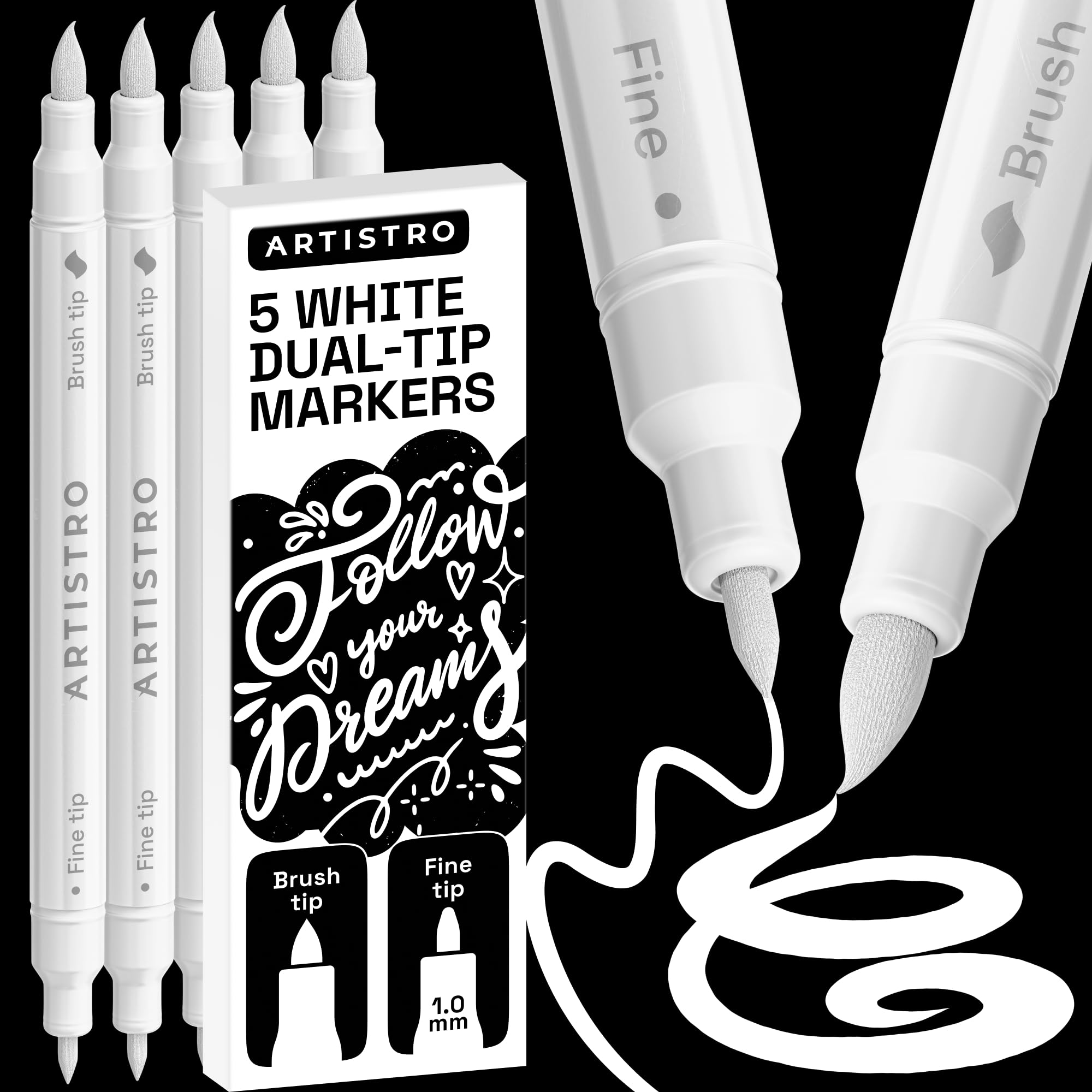 ARTISTRO 36 rotuladores de pintura acrílica de doble punta para dibujo | For Fabric, Rock, Glass, Wood, & Molds, Arts & Crafts Gift for Adults, Teens, & Kids, Classroom Must Haves & School Supplies