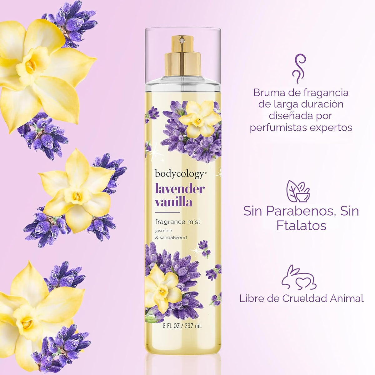 Bodycology Bruma corporal de fragancia de larga duración, Flor de cerezo, 8 fl oz