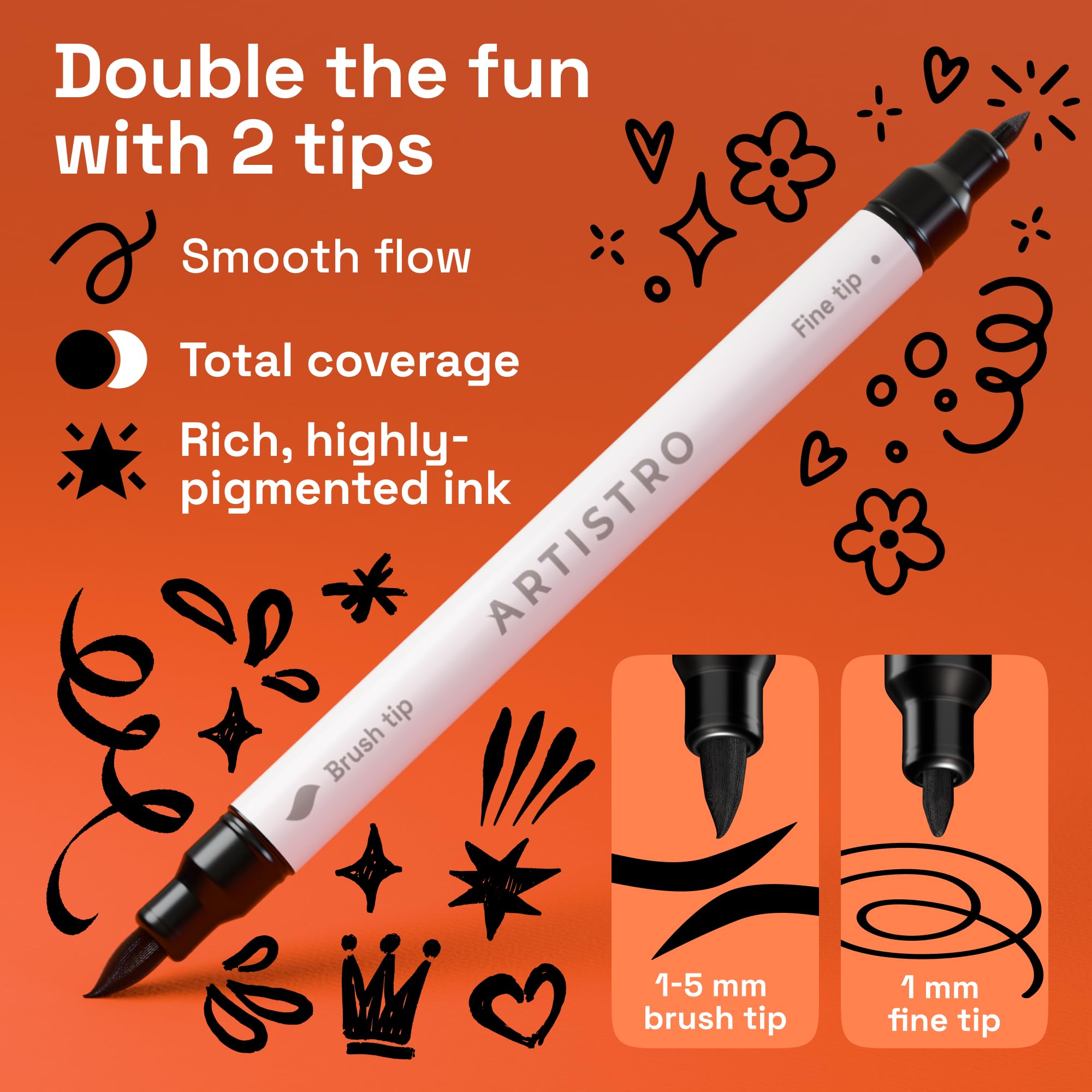 ARTISTRO 36 rotuladores de pintura acrílica de doble punta para dibujo | For Fabric, Rock, Glass, Wood, & Molds, Arts & Crafts Gift for Adults, Teens, & Kids, Classroom Must Haves & School Supplies