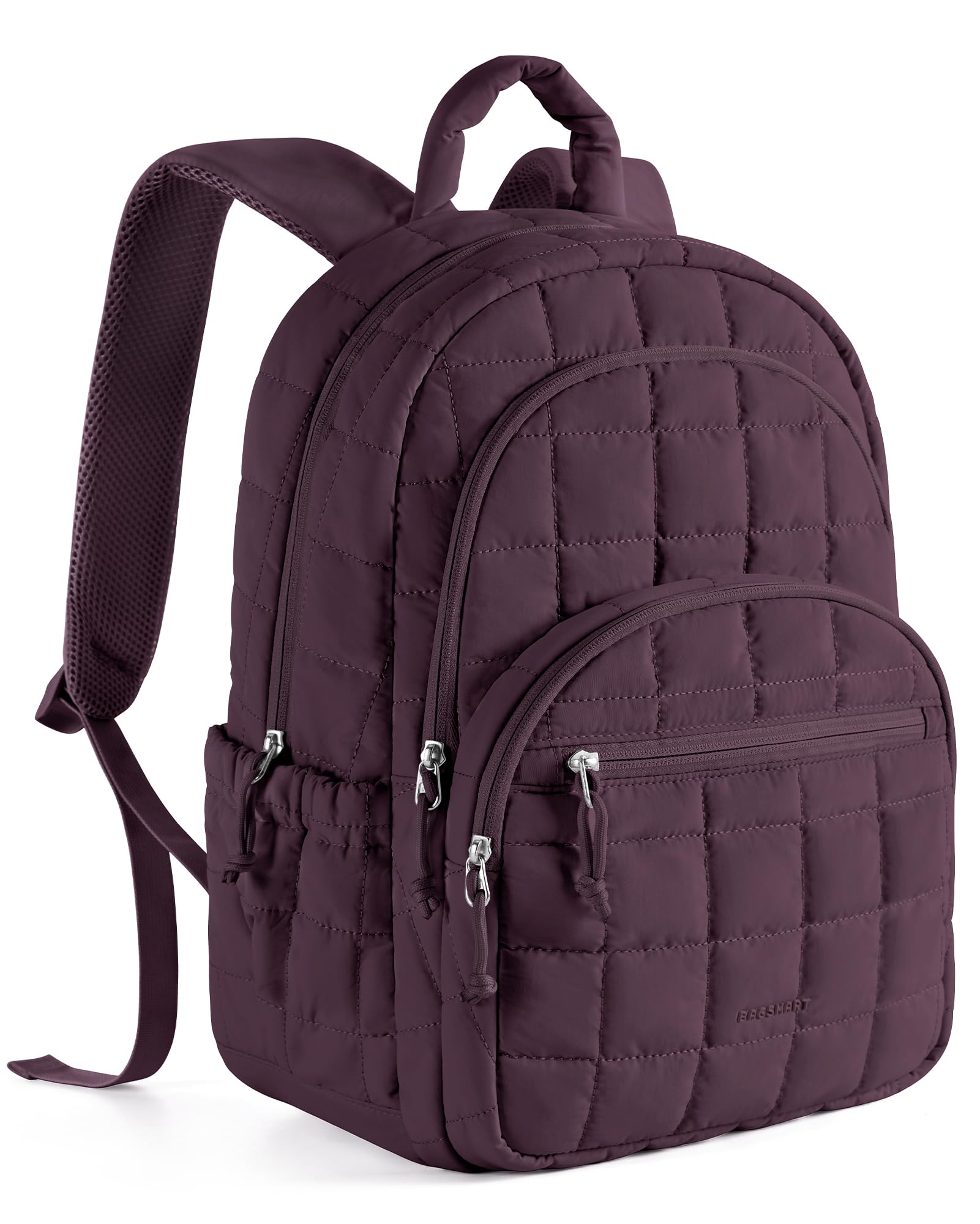 BAGSMART - Mochila de viaje para mujer, mochila universitaria para laptop de 15.6 pulgadas, color negro | Fits 15.6" Laptop, Personal Carry-on Size with Trolley Sleeve, Quilted Style for College Nurse Teacher, Water-Resistant