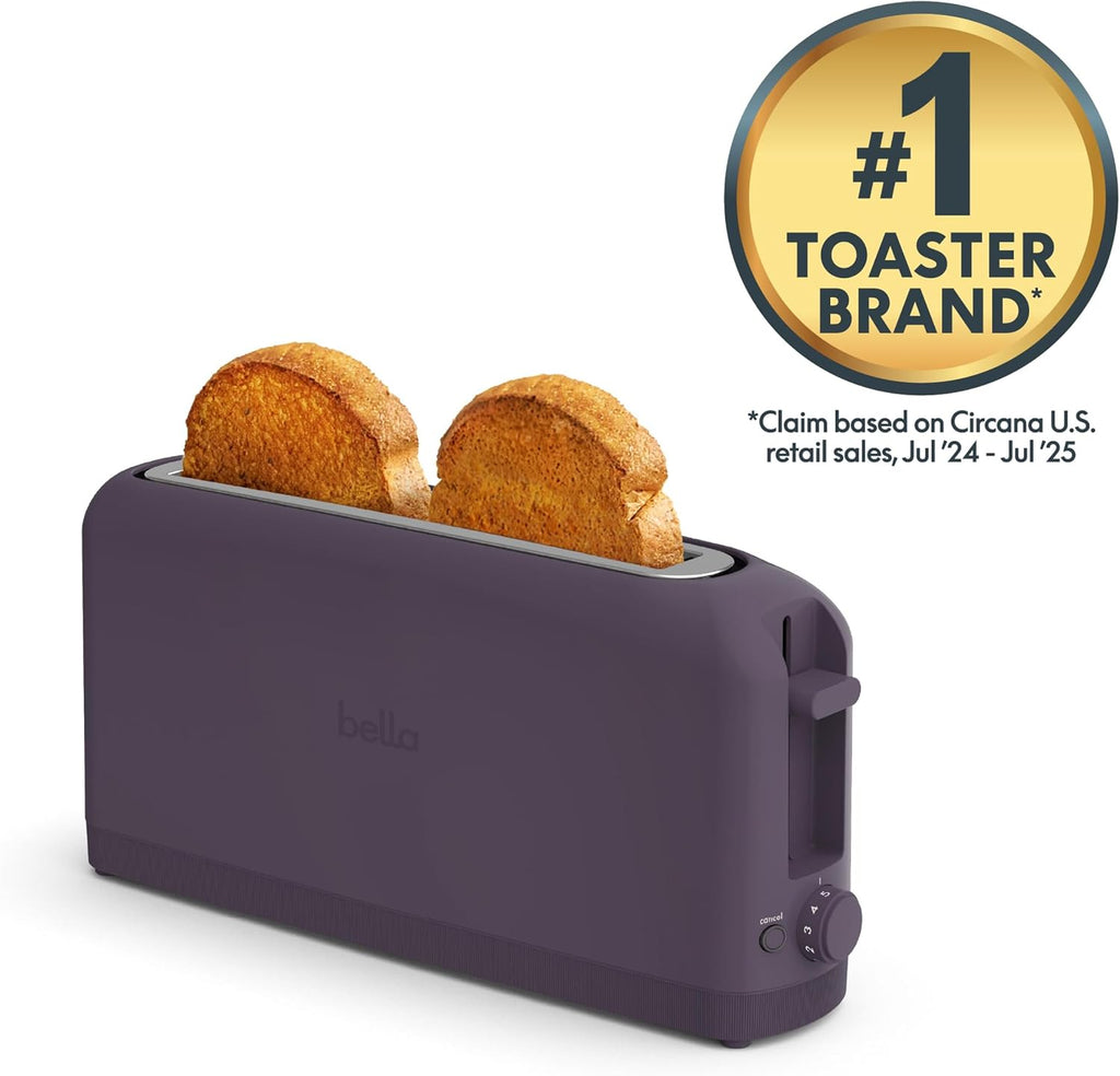 bella Tostadora delgada de 2 rebanadas, utensilios de cocina Fits-anywhere™, control de tostado de 6 ajustes con botones de recalentamiento y cancelación, se adapta a pan de masa madre, ranura de 10