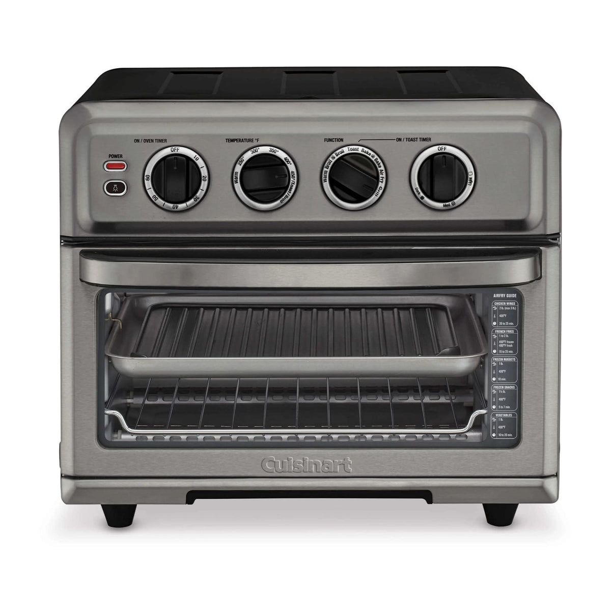 Cuisinart Air Fryer Toaster Oven, 1800W, 8-in-1 with Air Fry, Convection, Broil & Warm, 0.6 Cubic Feet, 60-Minute Timer, TOA-70NAS, Stainless Steel | 1800W power, 0.6 cu. ft. capacity, convection, broil and warm modes, 60-minute timer