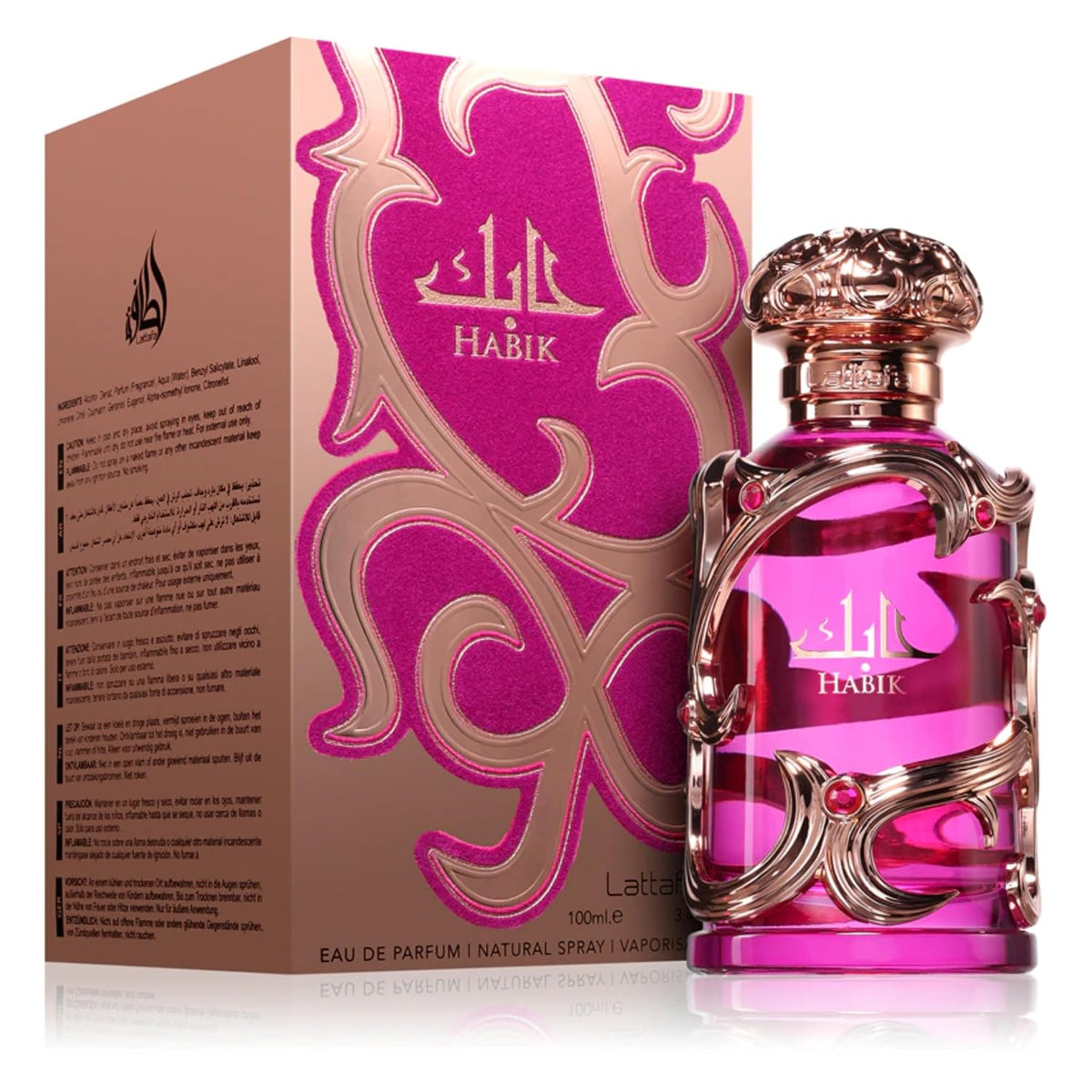 Lattafa Habik – Floral, Afrutado, Fresco, Almizclado – Eau de Parfum en Aerosol Fragancia de Larga Duración para Mujeres, 3.4 Onzas / 100 ml