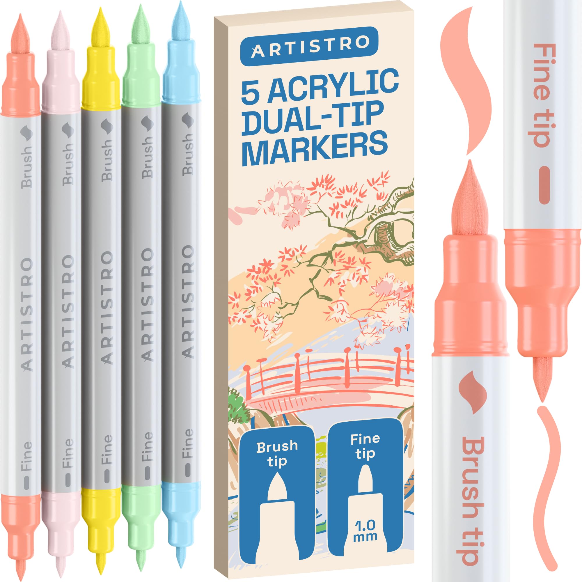 ARTISTRO 36 rotuladores de pintura acrílica de doble punta para dibujo | For Fabric, Rock, Glass, Wood, & Molds, Arts & Crafts Gift for Adults, Teens, & Kids, Classroom Must Haves & School Supplies