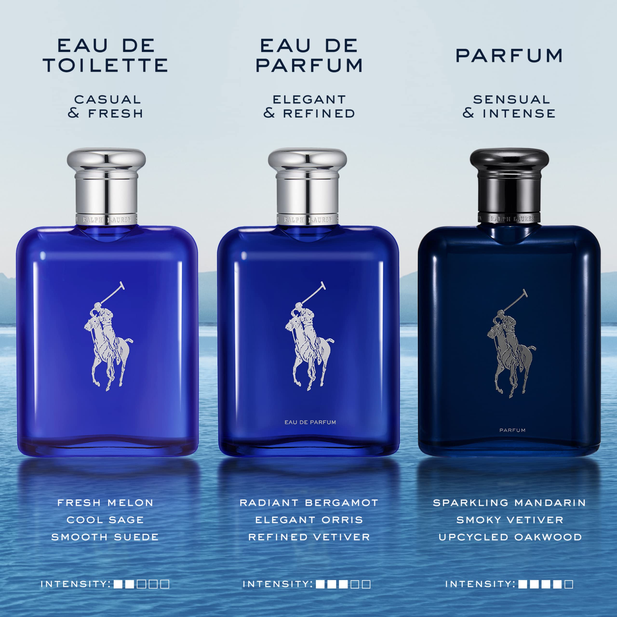 Ralph Lauren - Polo Blue - Parfum - Colonia Hombre - Acuático y Fresco - Con Cítricos, Roble y Vetiver - Fragancia Intensa | Fragrance with Fresh Melon, Cool Sage & Smooth Suede - Long Lasting - Classic Mens Scent Perfect for Everyday Wear
