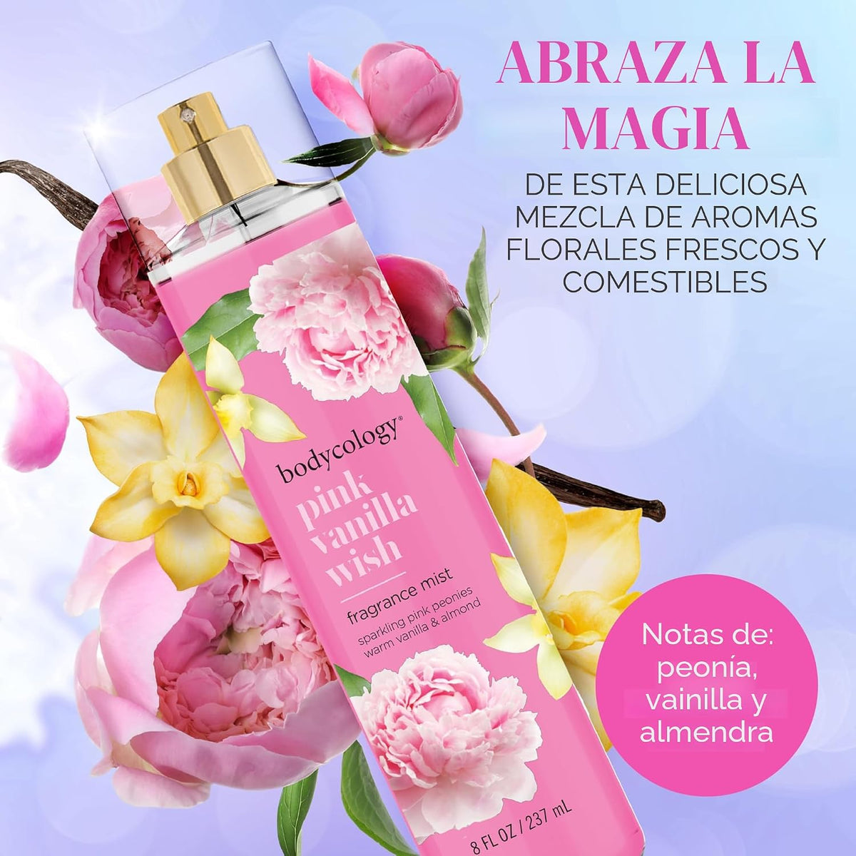 Bodycology Bruma corporal de fragancia de larga duración, Flor de cerezo, 8 fl oz