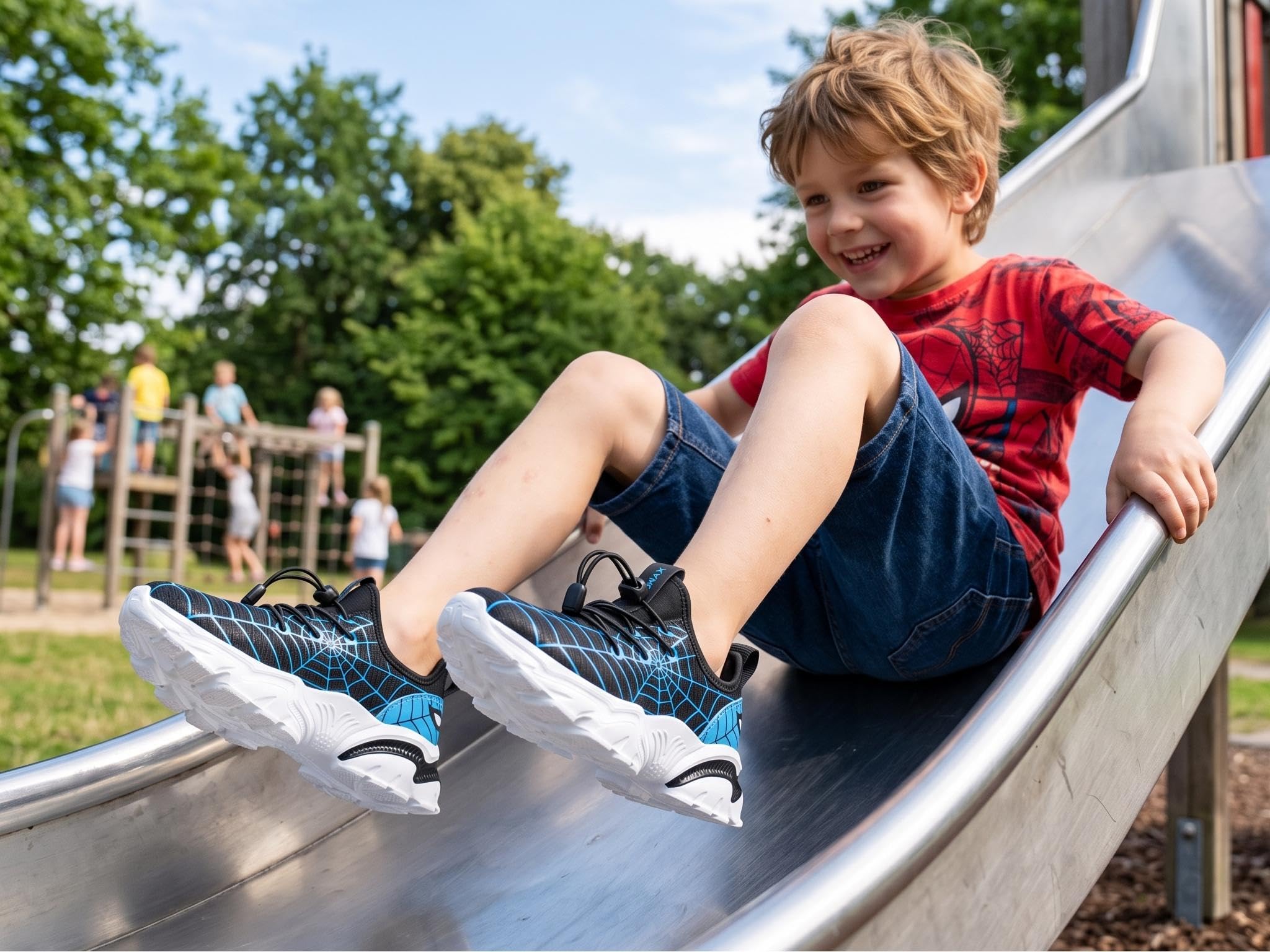 BRONAX Zapatos de tenis para niños pequeños/grandes | Zapatillas cómodas y ligeras para niños | Sin cordones, parte superior de malla transpirable, suave, cómodo, zapatos para niños, caminar, uso diario, deportes, correr