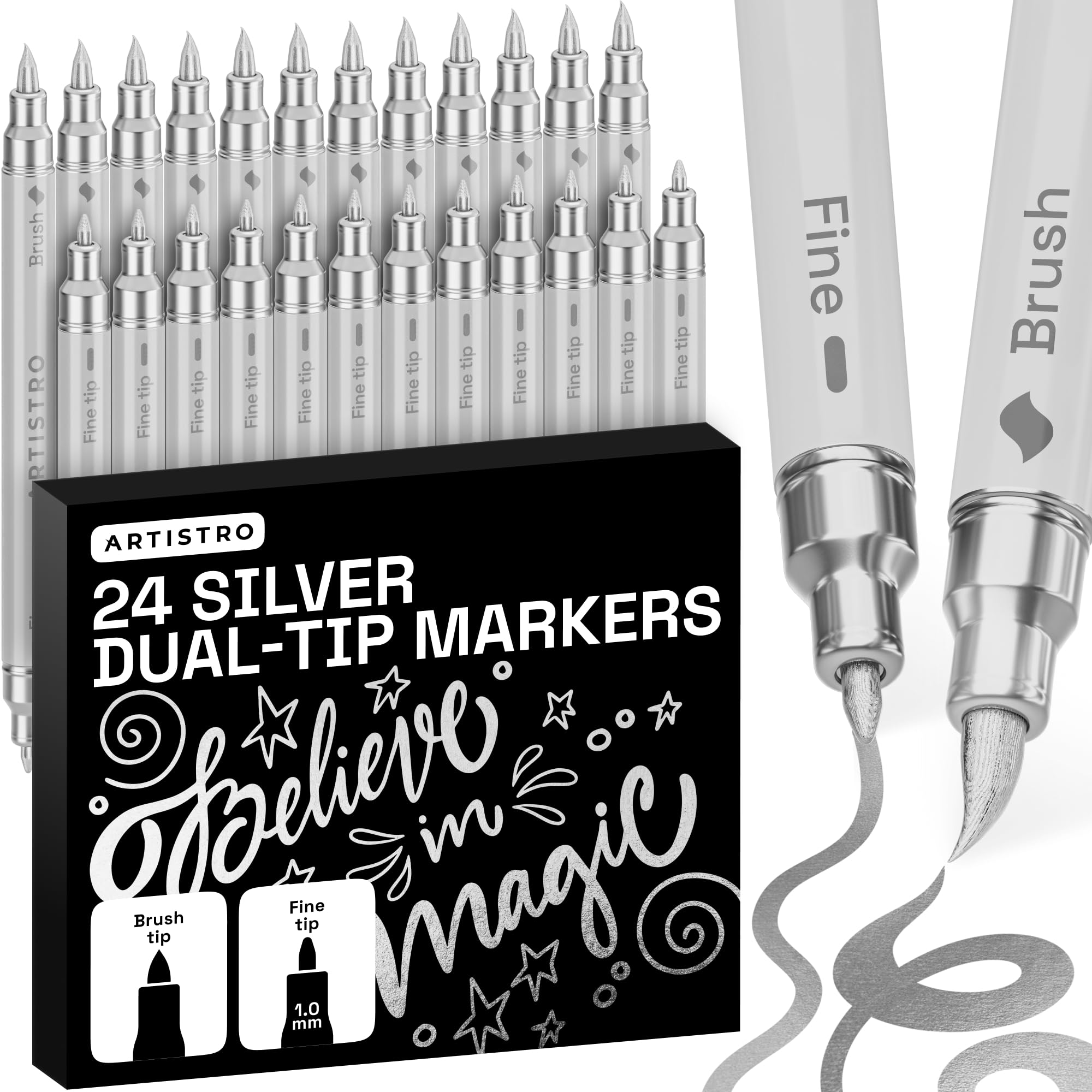 ARTISTRO 36 rotuladores de pintura acrílica de doble punta para dibujo | For Fabric, Rock, Glass, Wood, & Molds, Arts & Crafts Gift for Adults, Teens, & Kids, Classroom Must Haves & School Supplies