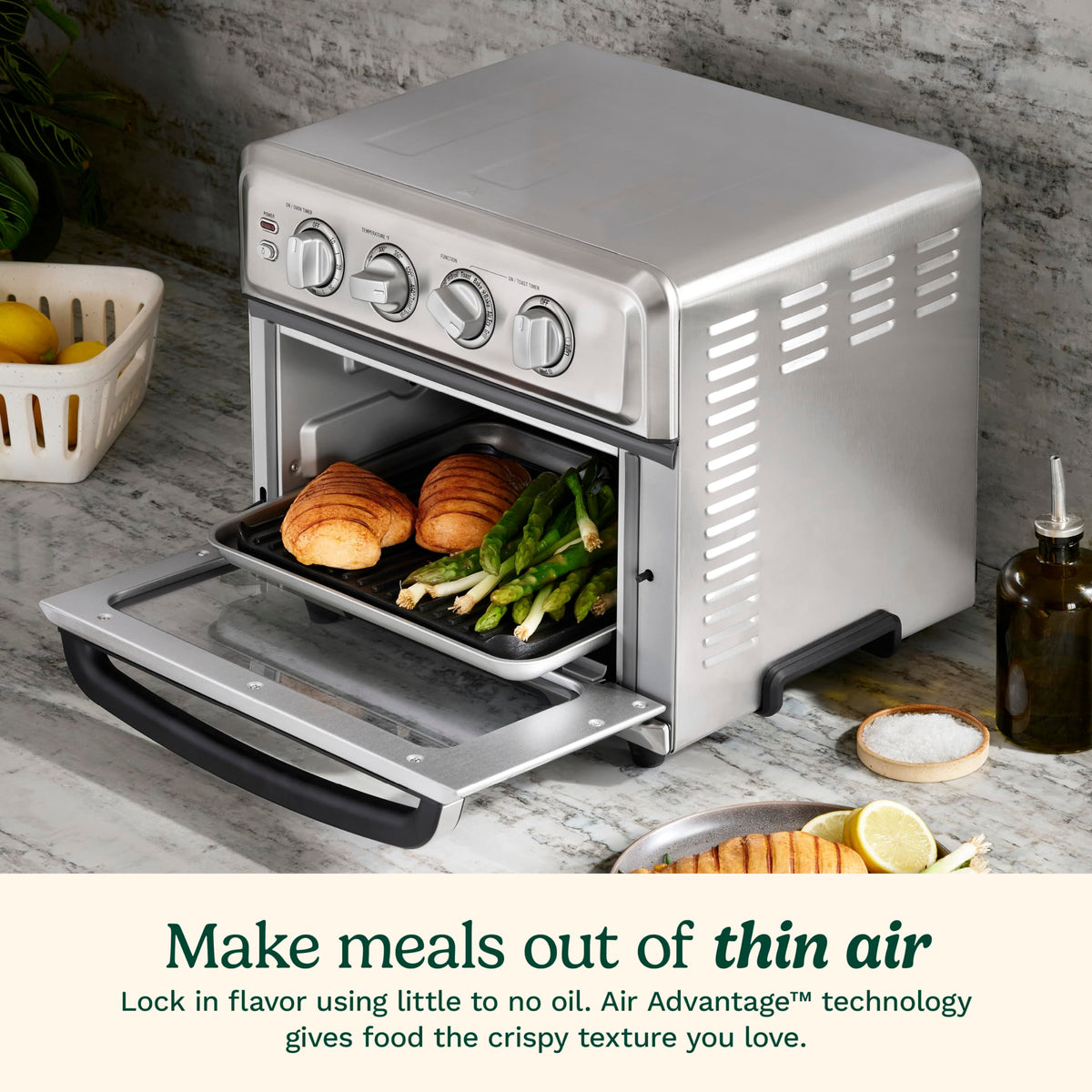 Cuisinart Air Fryer Toaster Oven, 1800W, 8-in-1 with Air Fry, Convection, Broil & Warm, 0.6 Cubic Feet, 60-Minute Timer, TOA-70NAS, Stainless Steel | 1800W power, 0.6 cu. ft. capacity, convection, broil and warm modes, 60-minute timer
