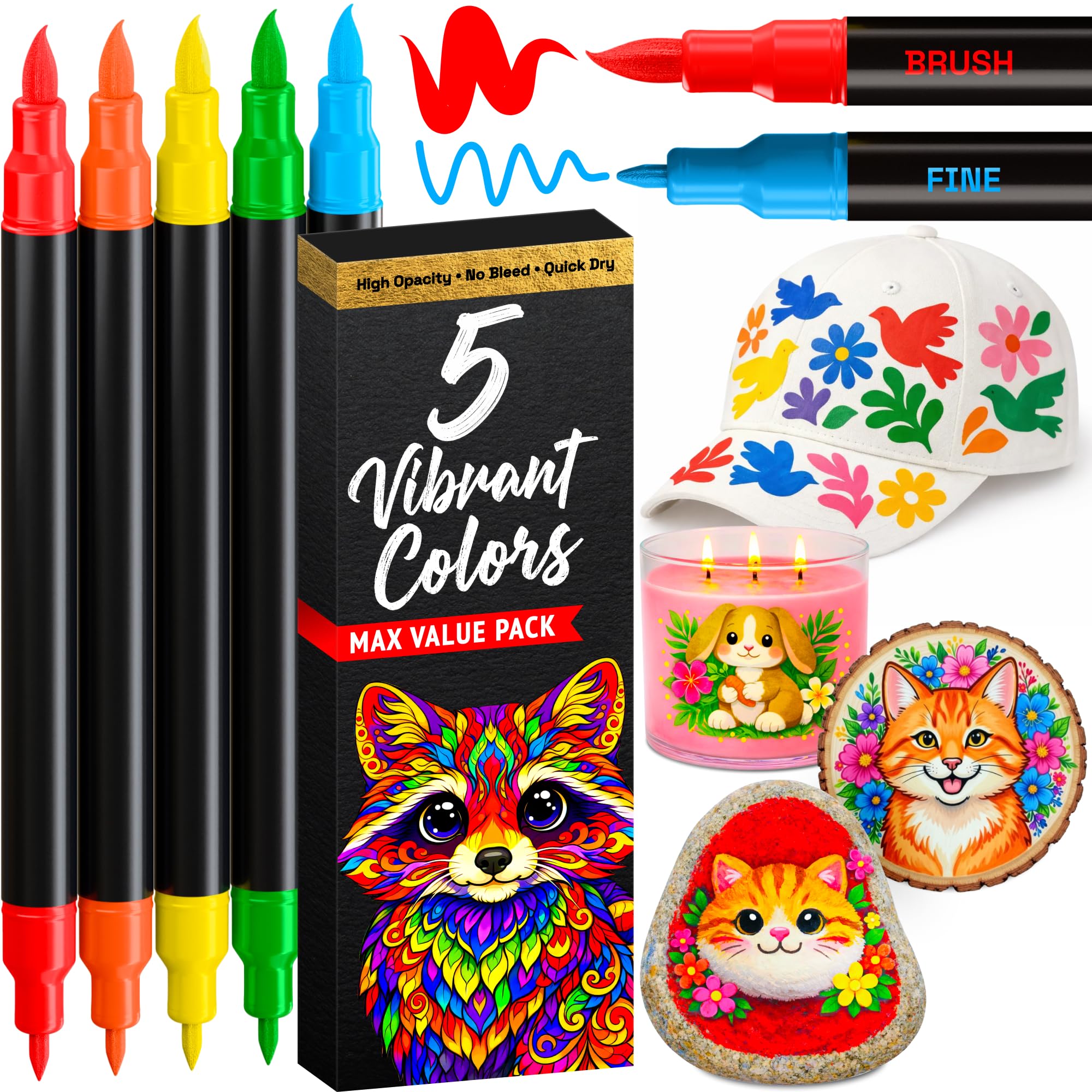 ARTISTRO 36 rotuladores de pintura acrílica de doble punta para dibujo | For Fabric, Rock, Glass, Wood, & Molds, Arts & Crafts Gift for Adults, Teens, & Kids, Classroom Must Haves & School Supplies