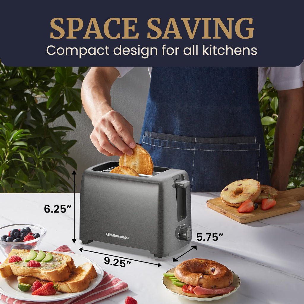 Elite Gourmet ECT1027B - Tostadora Cool Touch con 6 ajustes de temperatura y ranuras extra anchas de 1.25 pulgadas para bagels, gofres, panes especiales, hojaldre, aperitivos, certificado ETL, 2 | 6 niveles de dorado, se adapta a bagels y pan grueso, func