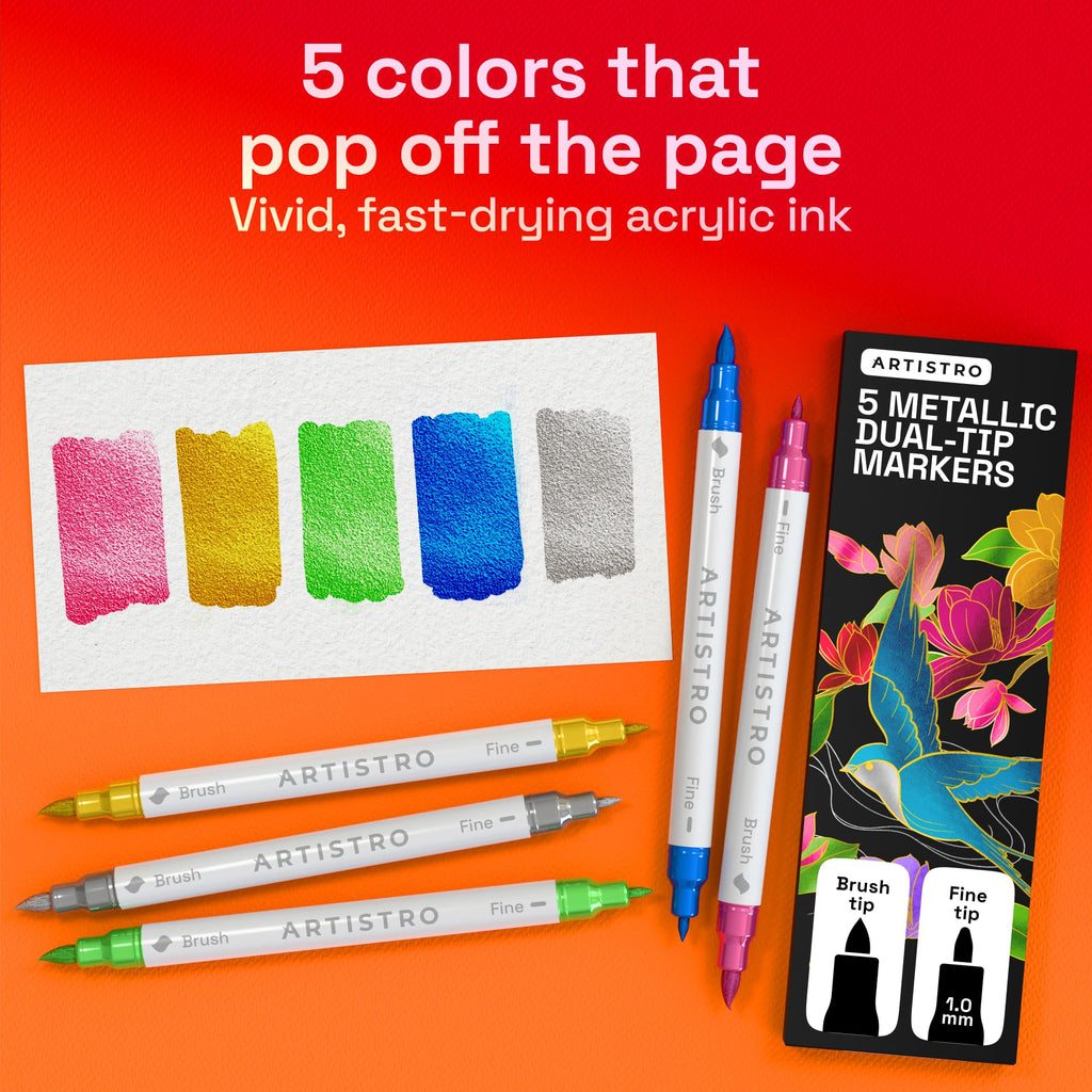 ARTISTRO 36 rotuladores de pintura acrílica de doble punta para dibujo | For Fabric, Rock, Glass, Wood, & Molds, Arts & Crafts Gift for Adults, Teens, & Kids, Classroom Must Haves & School Supplies
