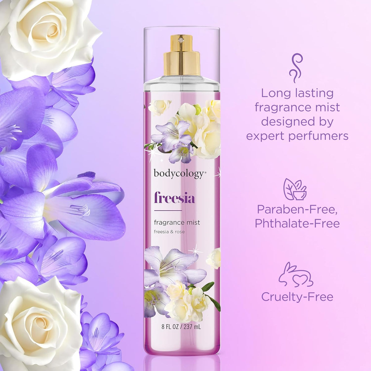 Bodycology Bruma corporal de fragancia de larga duración, Flor de cerezo, 8 fl oz