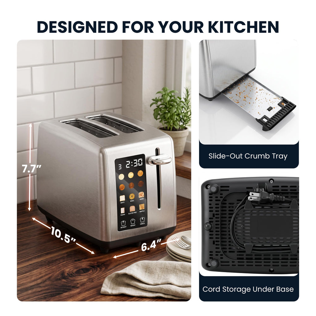 Elite Gourmet | Extra-Wide Slots Fit Bagels, Sourdough & Texas Toast, 6 Browning Settings, Reheat, Defrost & Cancel, Built-In Warming Rack