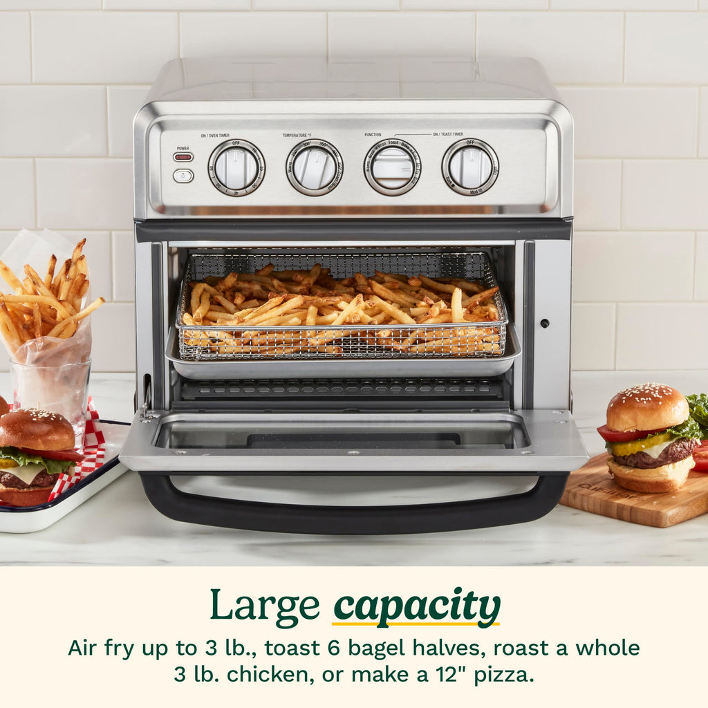 Cuisinart Air Fryer Toaster Oven, 1800W, 8-in-1 with Air Fry, Convection, Broil & Warm, 0.6 Cubic Feet, 60-Minute Timer, TOA-70NAS, Stainless Steel | 1800W power, 0.6 cu. ft. capacity, convection, broil and warm modes, 60-minute timer