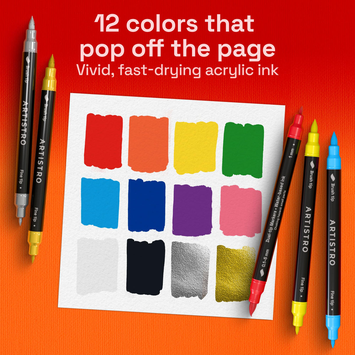 ARTISTRO 36 rotuladores de pintura acrílica de doble punta para dibujo | For Fabric, Rock, Glass, Wood, & Molds, Arts & Crafts Gift for Adults, Teens, & Kids, Classroom Must Haves & School Supplies