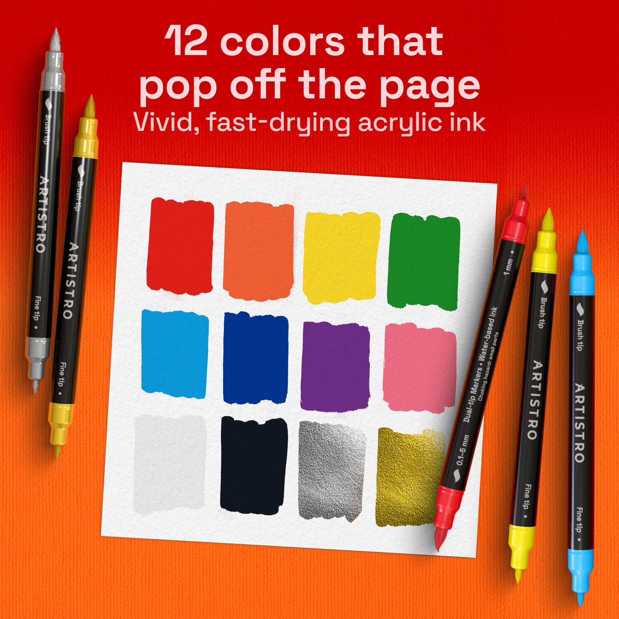 ARTISTRO 36 rotuladores de pintura acrílica de doble punta para dibujo | For Fabric, Rock, Glass, Wood, & Molds, Arts & Crafts Gift for Adults, Teens, & Kids, Classroom Must Haves & School Supplies