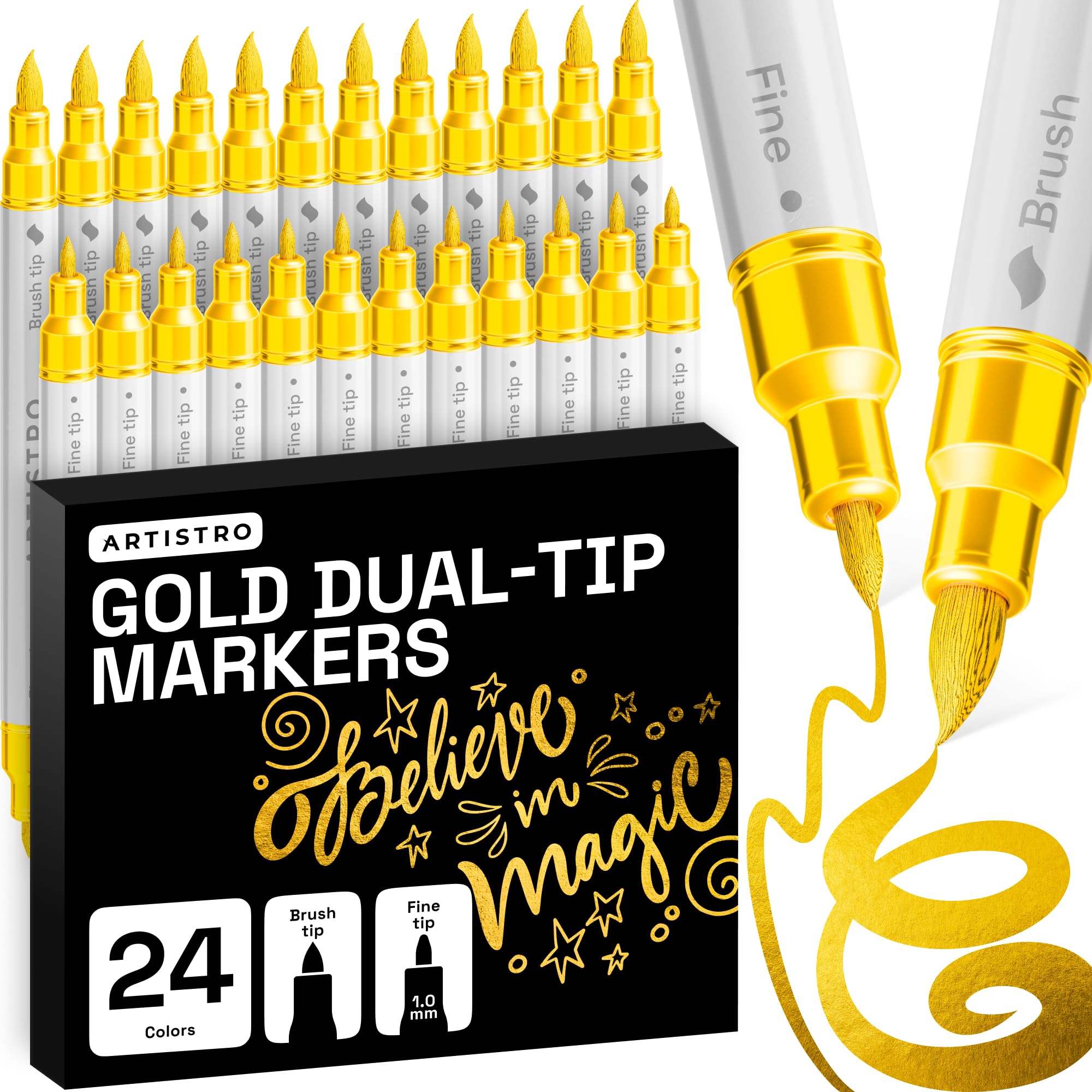 ARTISTRO 36 rotuladores de pintura acrílica de doble punta para dibujo | For Fabric, Rock, Glass, Wood, & Molds, Arts & Crafts Gift for Adults, Teens, & Kids, Classroom Must Haves & School Supplies