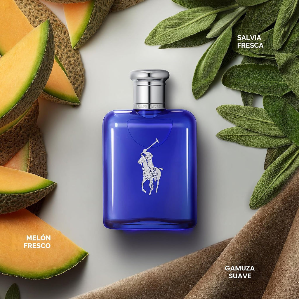 Ralph Lauren - Polo Blue - Parfum - Colonia Hombre - Acuático y Fresco - Con Cítricos, Roble y Vetiver - Fragancia Intensa | Fragrance with Fresh Melon, Cool Sage & Smooth Suede - Long Lasting - Classic Mens Scent Perfect for Everyday Wear