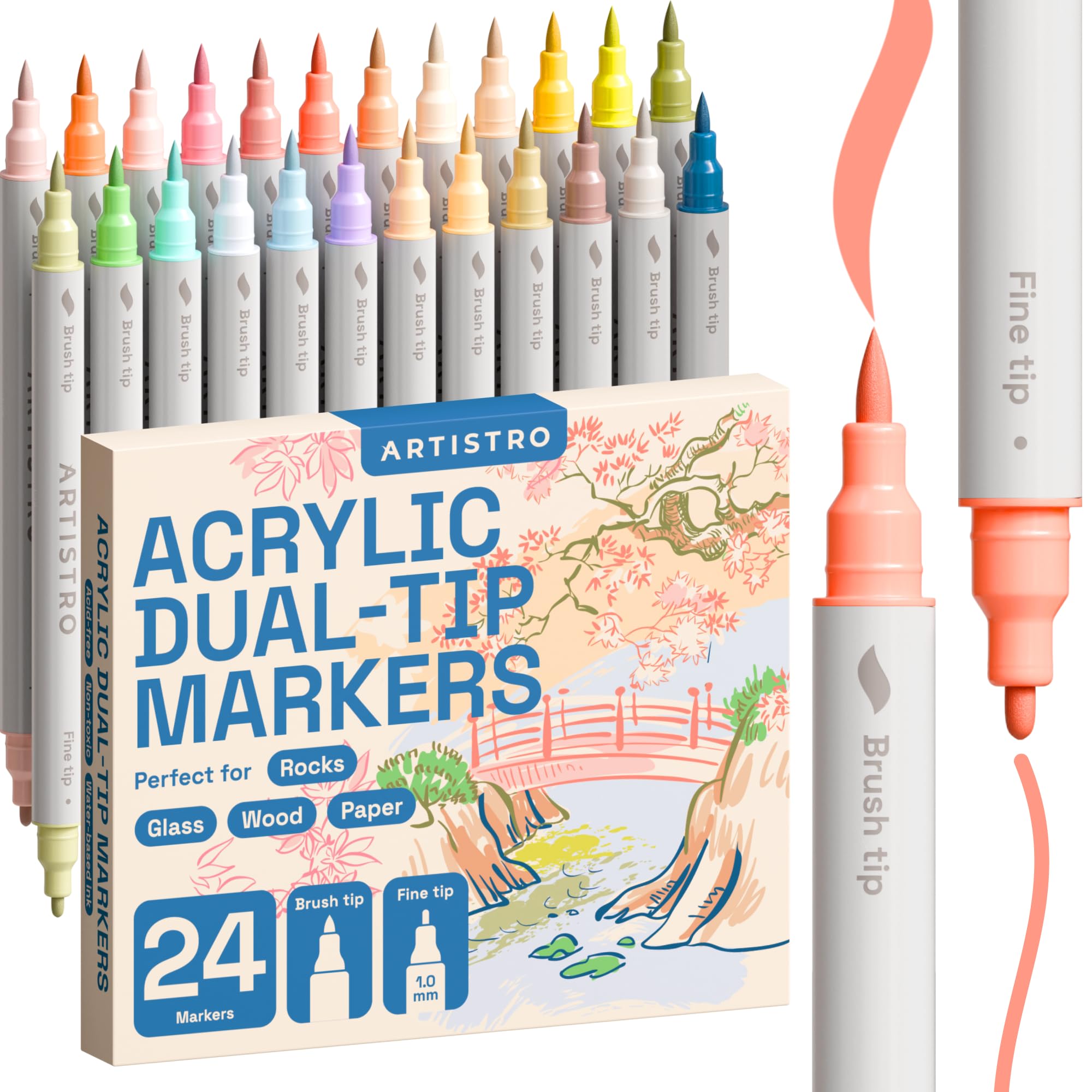 ARTISTRO 36 rotuladores de pintura acrílica de doble punta para dibujo | For Fabric, Rock, Glass, Wood, & Molds, Arts & Crafts Gift for Adults, Teens, & Kids, Classroom Must Haves & School Supplies
