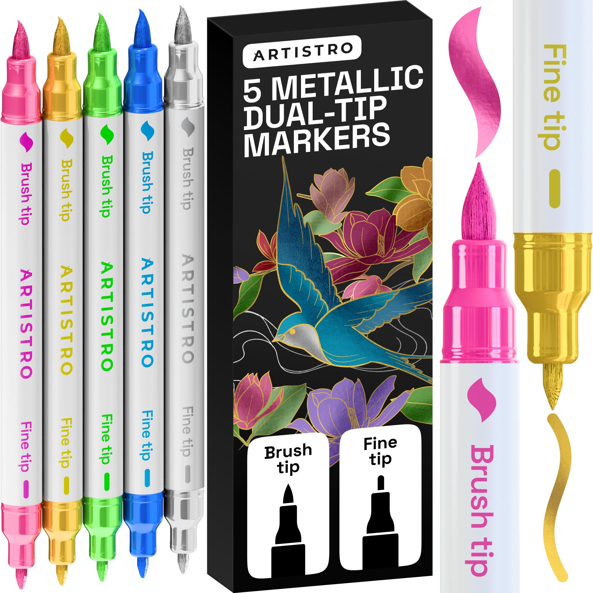 ARTISTRO 36 rotuladores de pintura acrílica de doble punta para dibujo | For Fabric, Rock, Glass, Wood, & Molds, Arts & Crafts Gift for Adults, Teens, & Kids, Classroom Must Haves & School Supplies