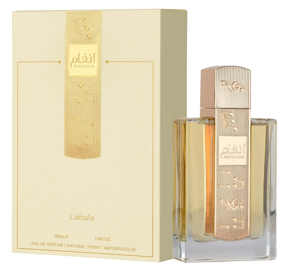 Lattafa Angham - Perfume de cítricos, lavanda, almizcle, ámbar y vainilla - Eau de Parfum de larga duración para unisex, 3.40 onzas / 100 ml