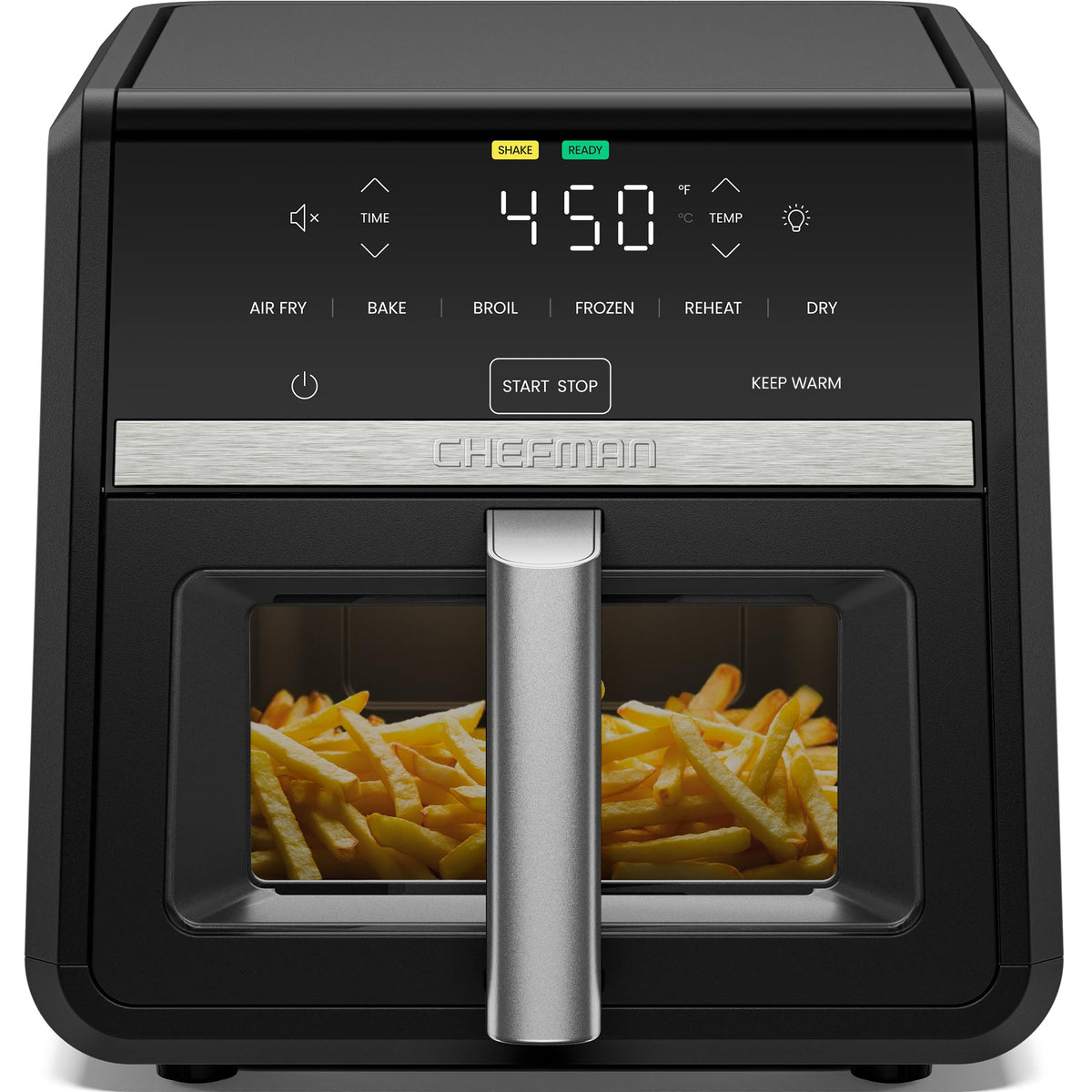 Chefman Air Fryer 8 Qt | TurboFry® 4-in-1 with 450°F Hi-Fry Option for Crispier Results | Bake, Dehydrate, Frozen | XL Nonstick Dishwasher-Safe Basket | Stainless Steel