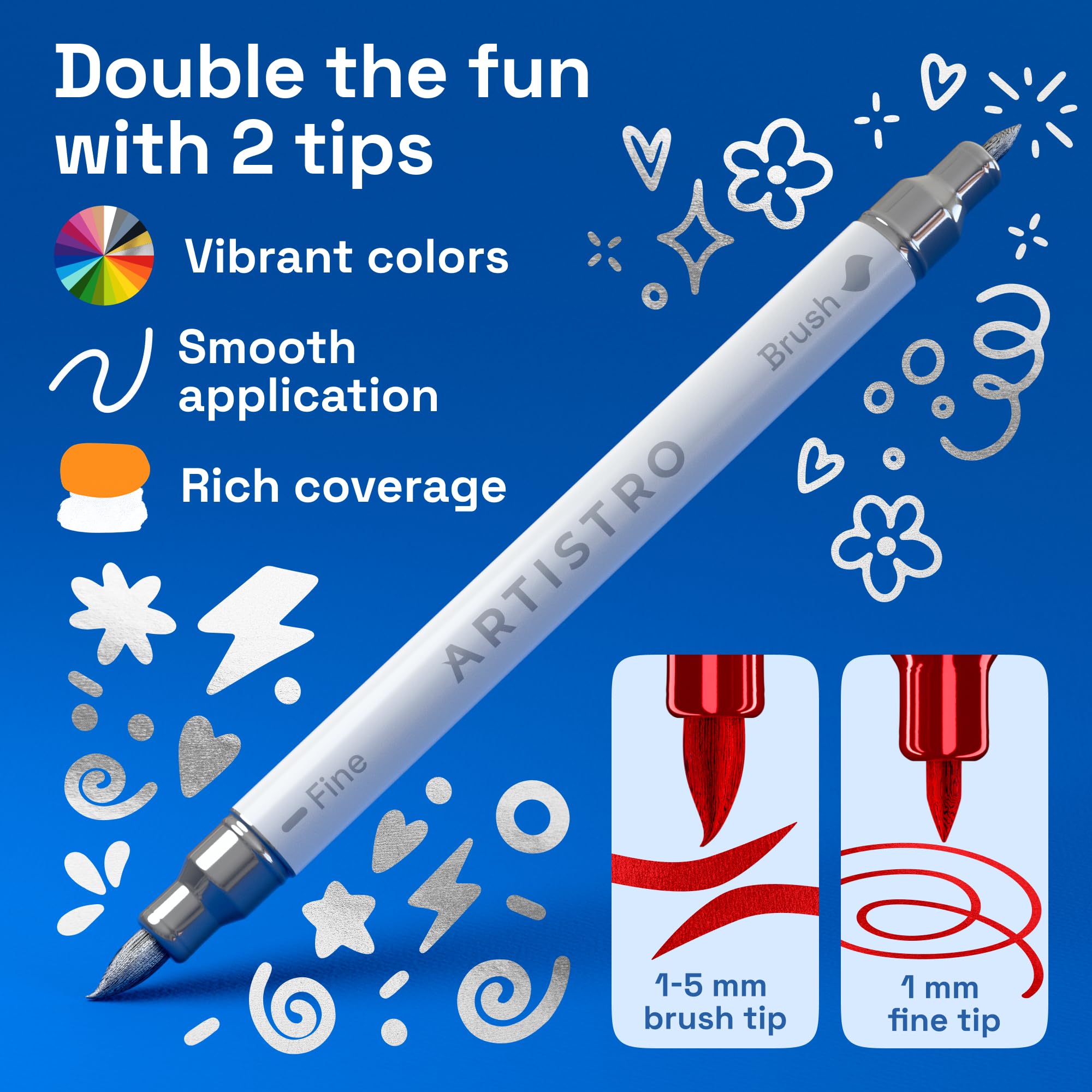 ARTISTRO 36 rotuladores de pintura acrílica de doble punta para dibujo | For Fabric, Rock, Glass, Wood, & Molds, Arts & Crafts Gift for Adults, Teens, & Kids, Classroom Must Haves & School Supplies