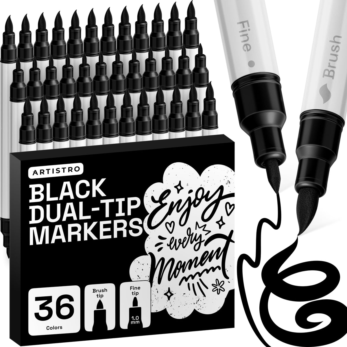 ARTISTRO 36 rotuladores de pintura acrílica de doble punta para dibujo | For Fabric, Rock, Glass, Wood, & Molds, Arts & Crafts Gift for Adults, Teens, & Kids, Classroom Must Haves & School Supplies