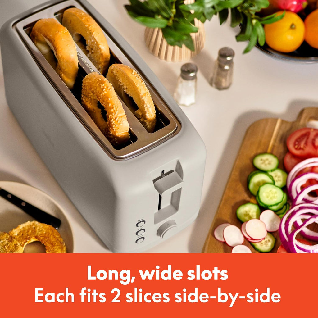 bella Tostadora delgada de 2 rebanadas, utensilios de cocina Fits-anywhere™, control de tostado de 6 ajustes con botones de recalentamiento y cancelación, se adapta a pan de masa madre, ranura de 10