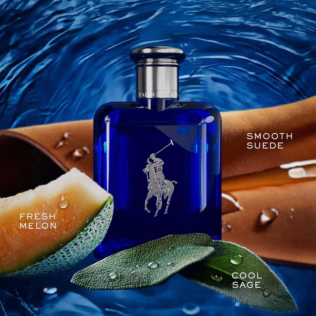 Ralph Lauren - Polo Blue - Parfum - Colonia Hombre - Acuático y Fresco - Con Cítricos, Roble y Vetiver - Fragancia Intensa | Fragrance with Fresh Melon, Cool Sage & Smooth Suede - Long Lasting - Classic Mens Scent Perfect for Everyday Wear