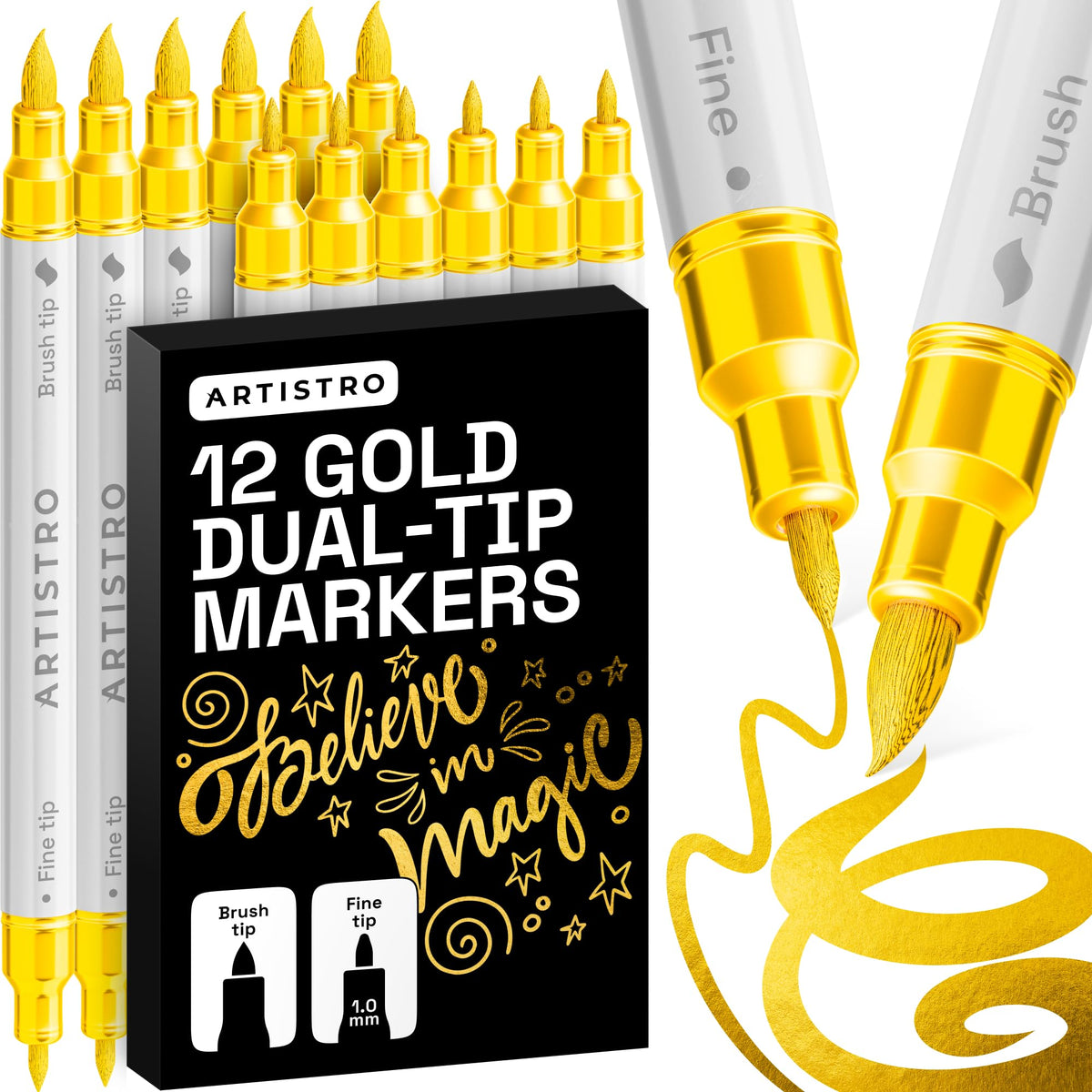 ARTISTRO 36 rotuladores de pintura acrílica de doble punta para dibujo | For Fabric, Rock, Glass, Wood, & Molds, Arts & Crafts Gift for Adults, Teens, & Kids, Classroom Must Haves & School Supplies