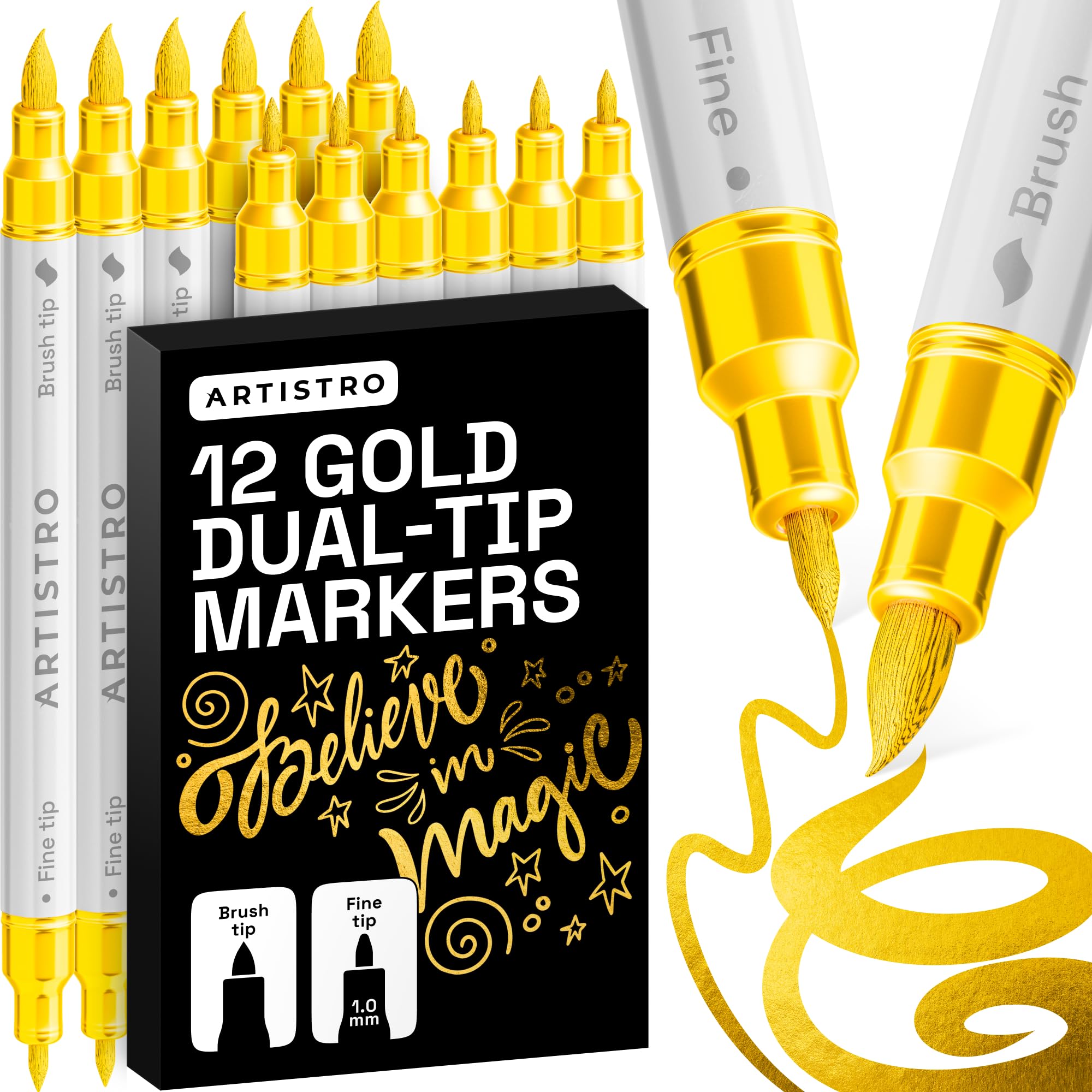 ARTISTRO 36 rotuladores de pintura acrílica de doble punta para dibujo | For Fabric, Rock, Glass, Wood, & Molds, Arts & Crafts Gift for Adults, Teens, & Kids, Classroom Must Haves & School Supplies