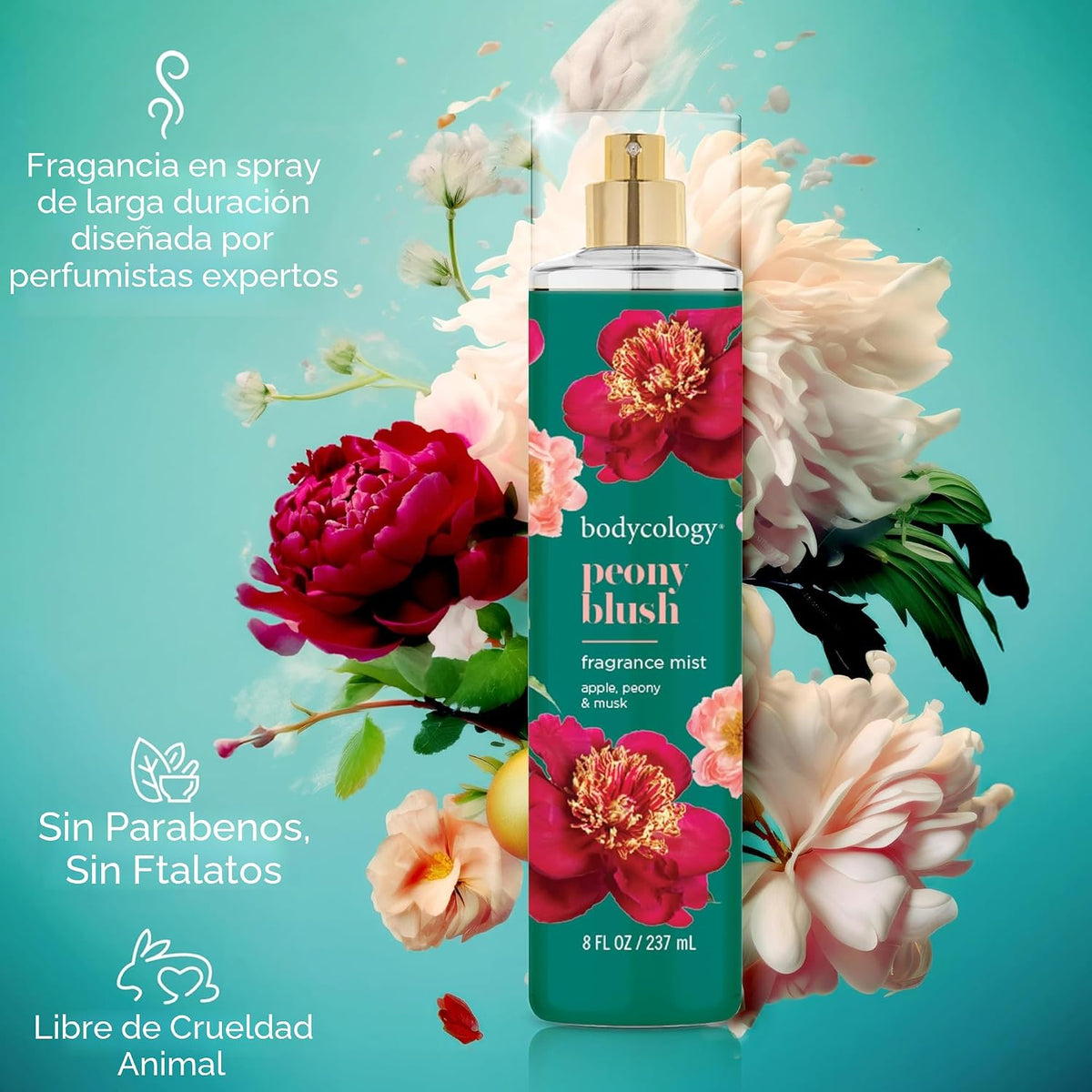 Bodycology Bruma corporal de fragancia de larga duración, Flor de cerezo, 8 fl oz