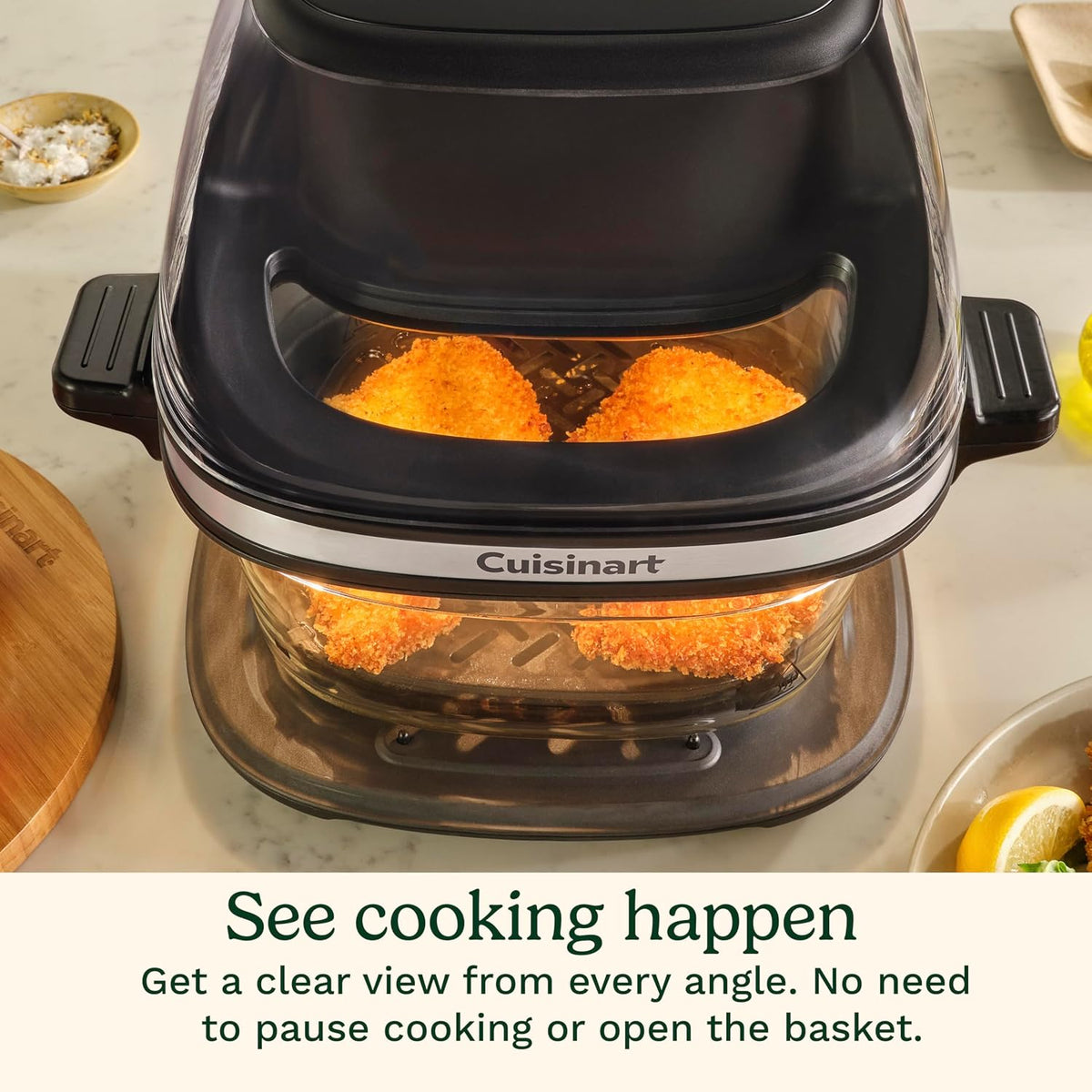 Cuisinart Air Fryer, Glass Basket & ClearView Window, 5 Functions, 4 Qt | Basket style air fryer with crisper plate, 5 cooking functions & 2 custom presets, 4qt air fryer heats to 450°F, AFC-4