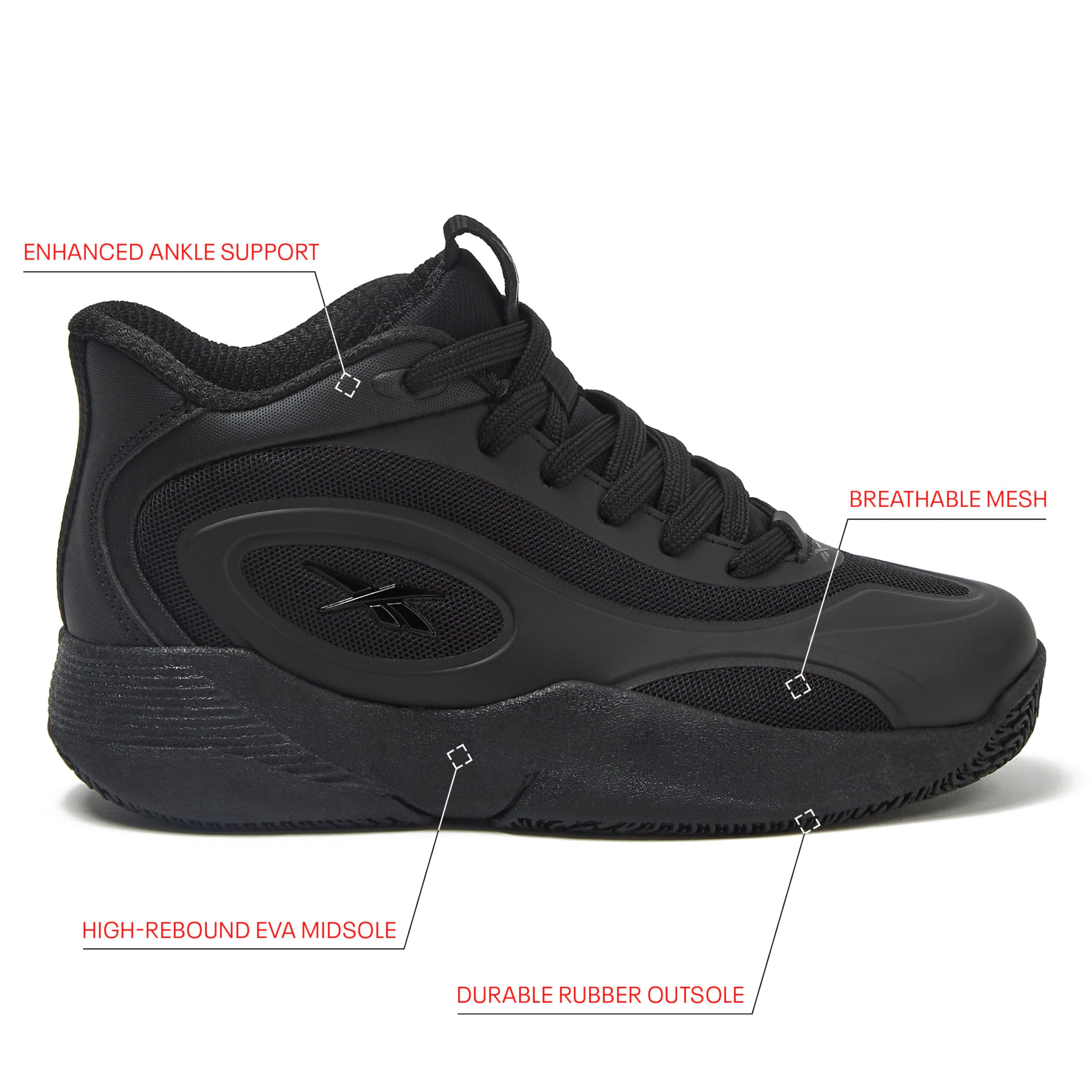 Reebok Open Gym - Zapatos de baloncesto para niños y niñas, talla grande y pequeña, 11 a 7