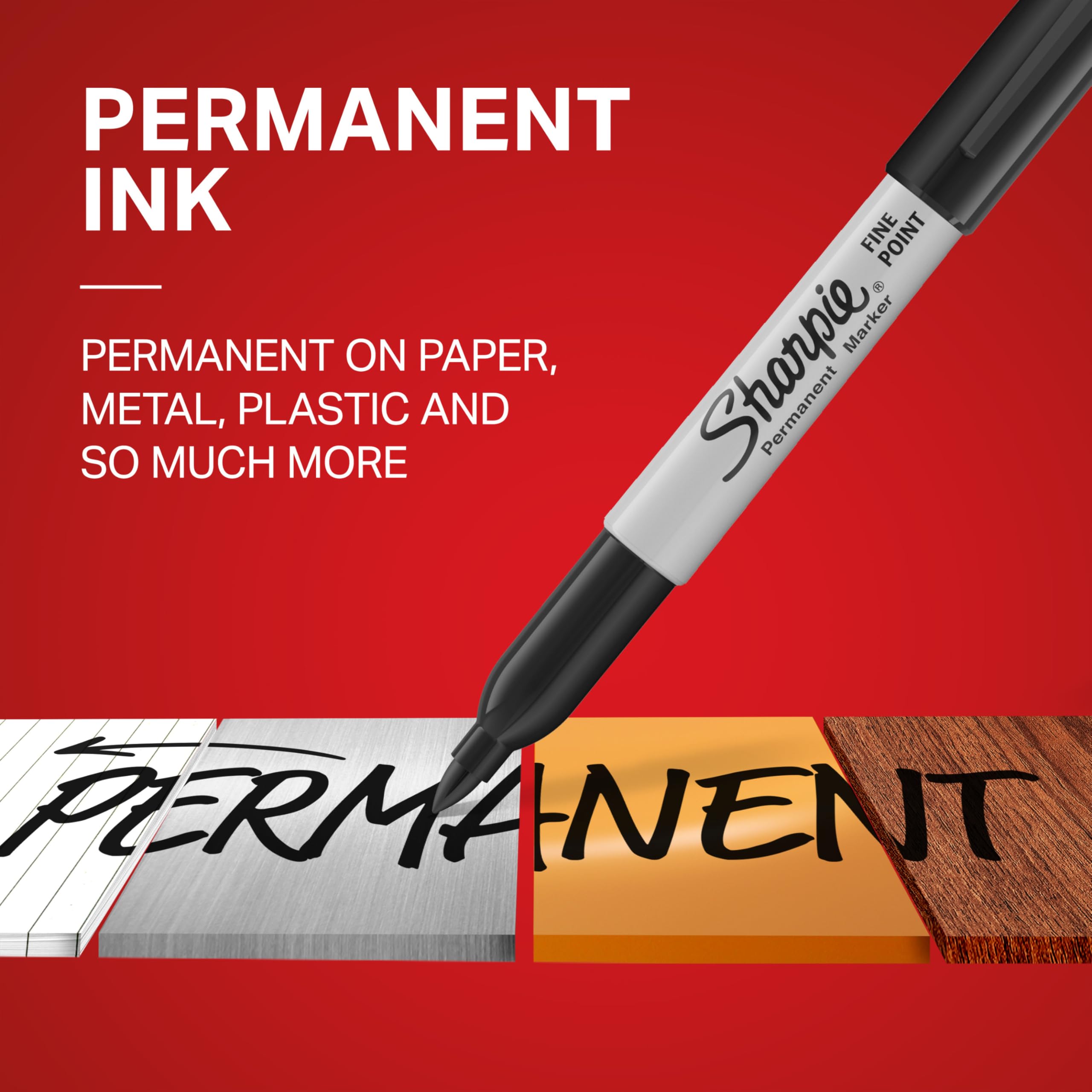 Sharpie Set de marcadores permanentes de secado rápido y resistentes a la decoloración de punta fina para madera, plástico, papel, metal y más, para dibujo, colorear y carteles, color negro, 12