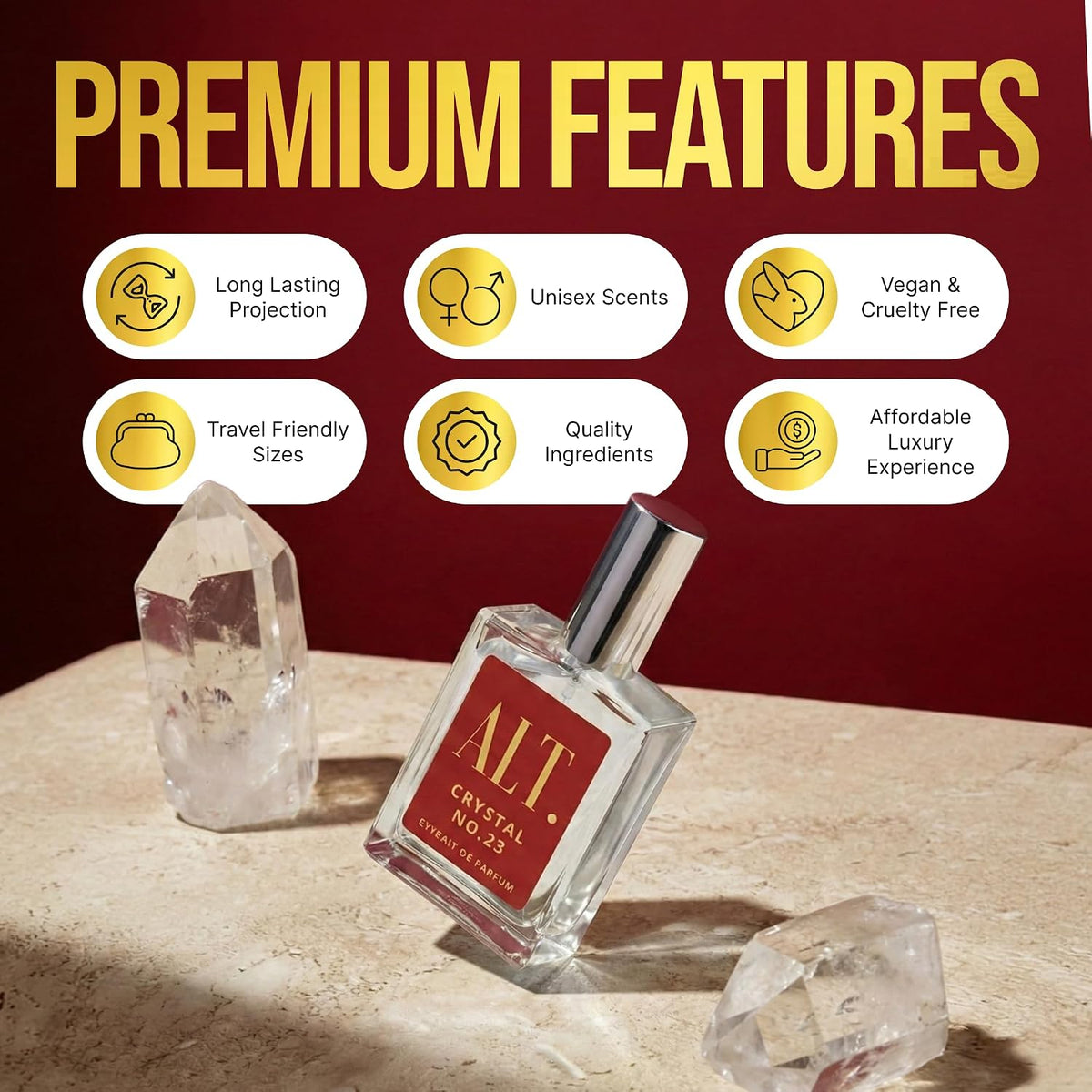 ALT. FRAGRANCES Crystal No. 23 Extrait de Parfum Perfume Unisexo Inspirado en Baccarat Rouge 540 Perfume 60ml