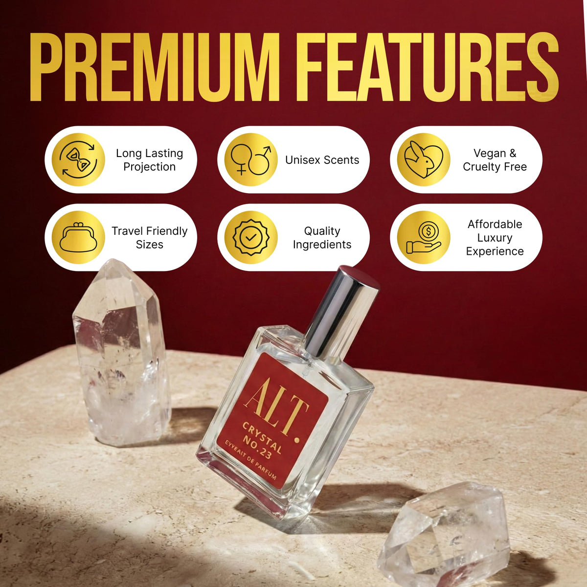 ALT. FRAGRANCES Crystal No. 23 Extrait de Parfum Perfume Unisexo Inspirado en Baccarat Rouge 540 Perfume 60ml