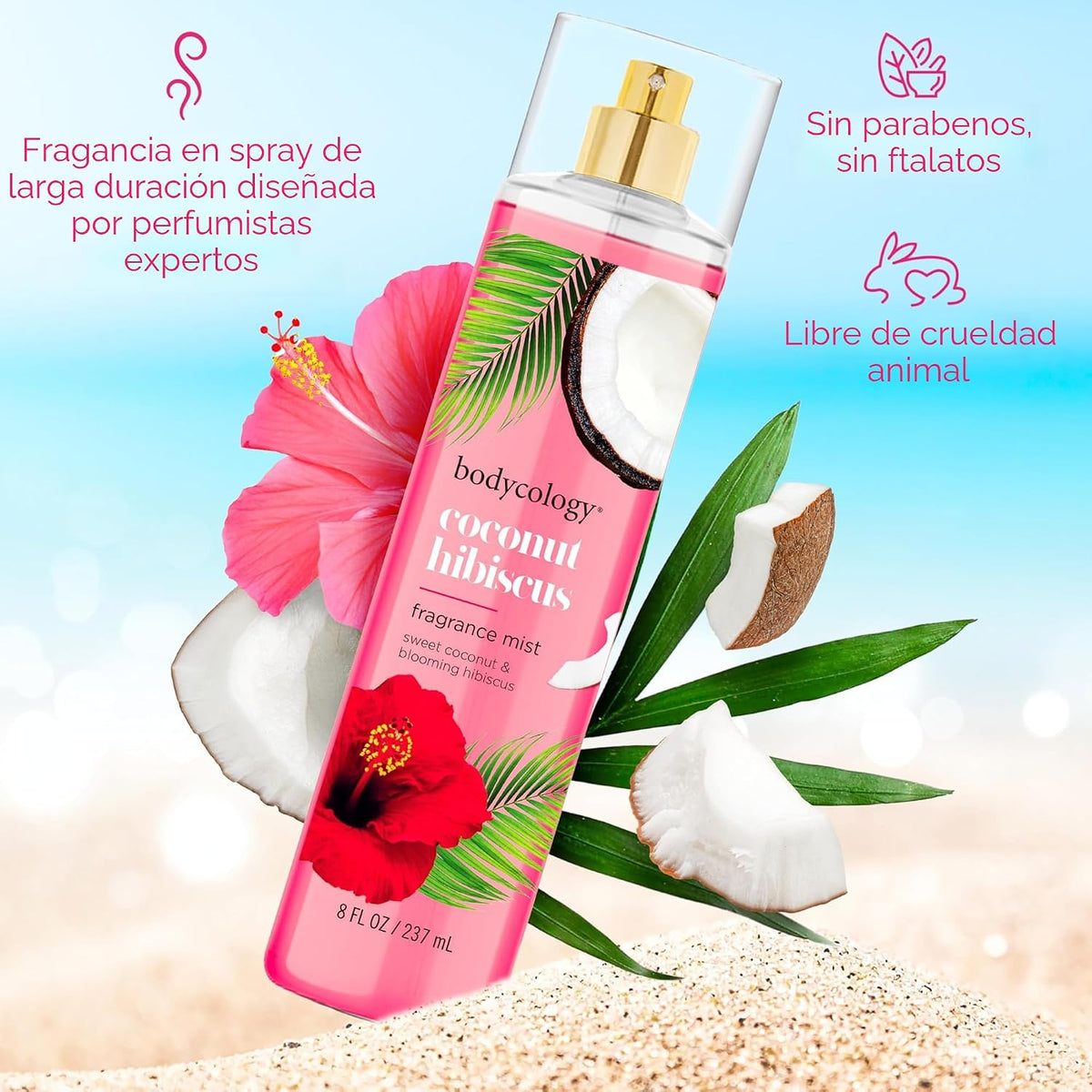 Bodycology Bruma corporal de fragancia de larga duración, Flor de cerezo, 8 fl oz