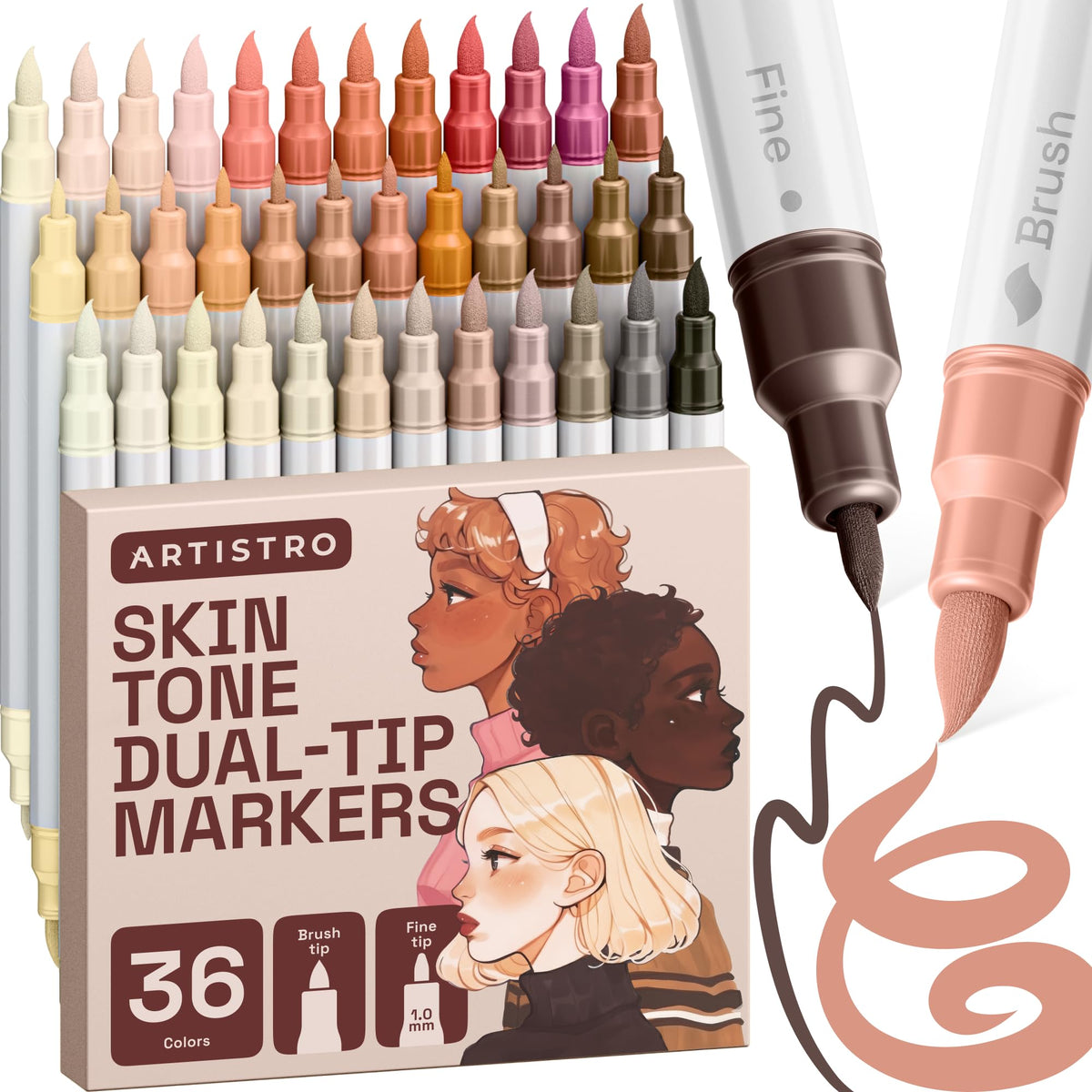 ARTISTRO 36 rotuladores de pintura acrílica de doble punta para dibujo | For Fabric, Rock, Glass, Wood, & Molds, Arts & Crafts Gift for Adults, Teens, & Kids, Classroom Must Haves & School Supplies